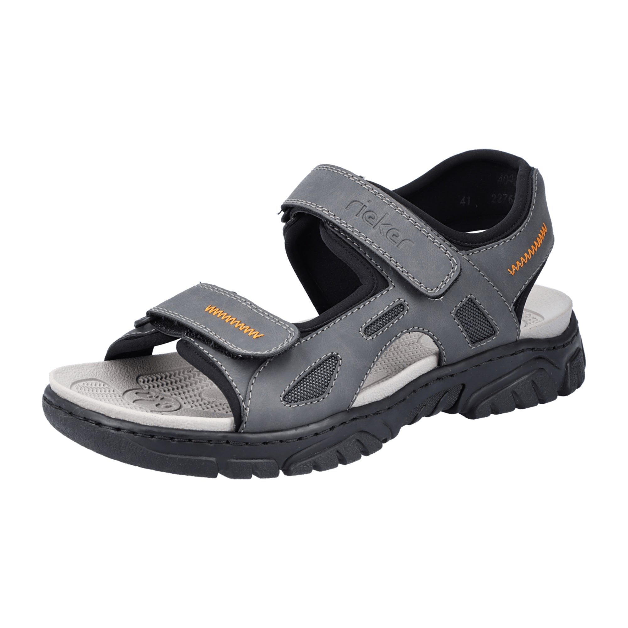 Rieker Gray Sandalette with Velcro Strap Comfortable Trekking Sandals for Women