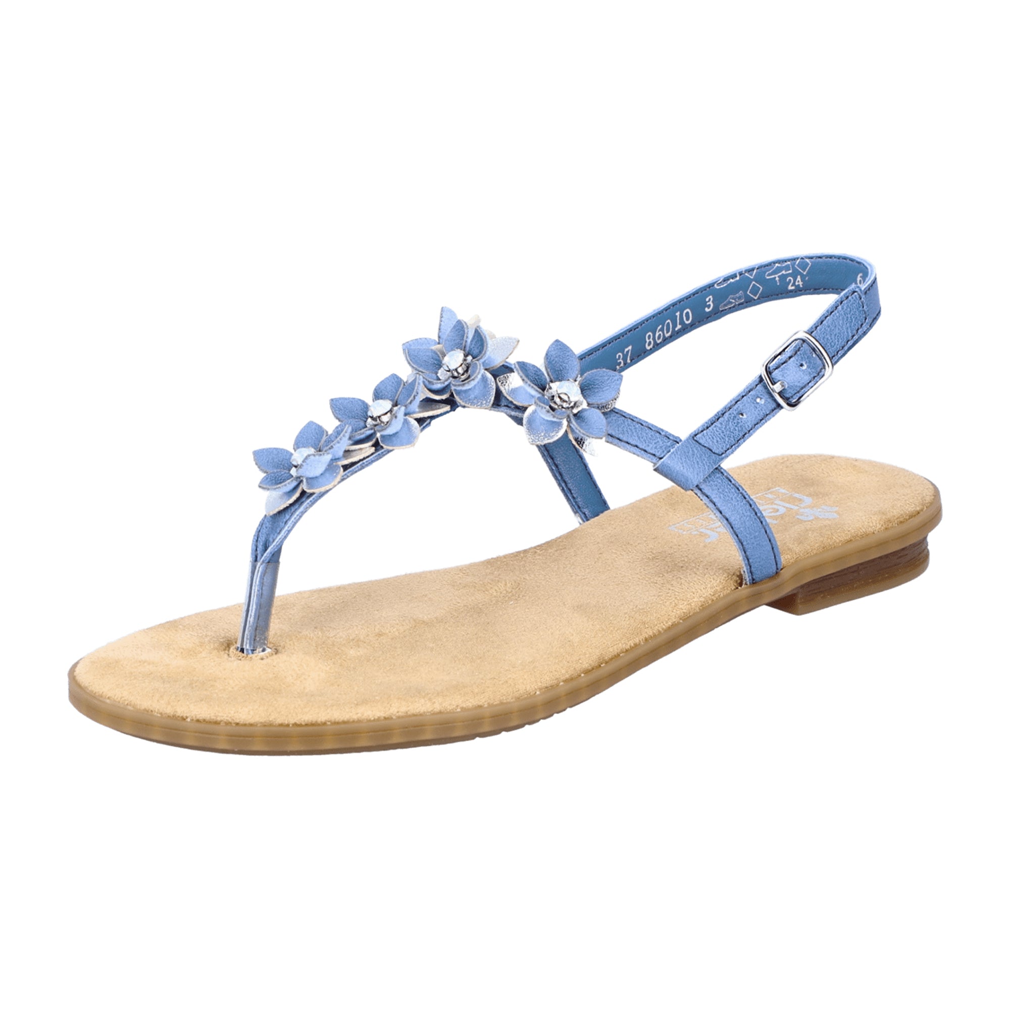 Rieker Women's Blue Sandals Trendy Comfortable Flat Open Toe Spring Summer