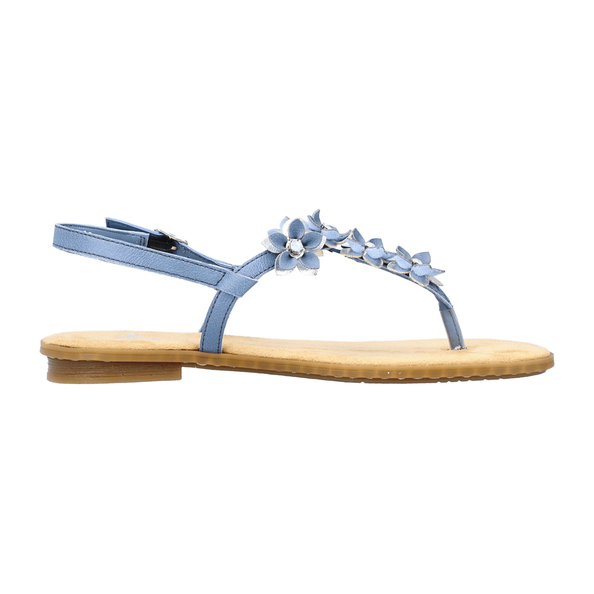Rieker Women's Blue Sandals Trendy Comfortable Flat Open Toe Spring Summer