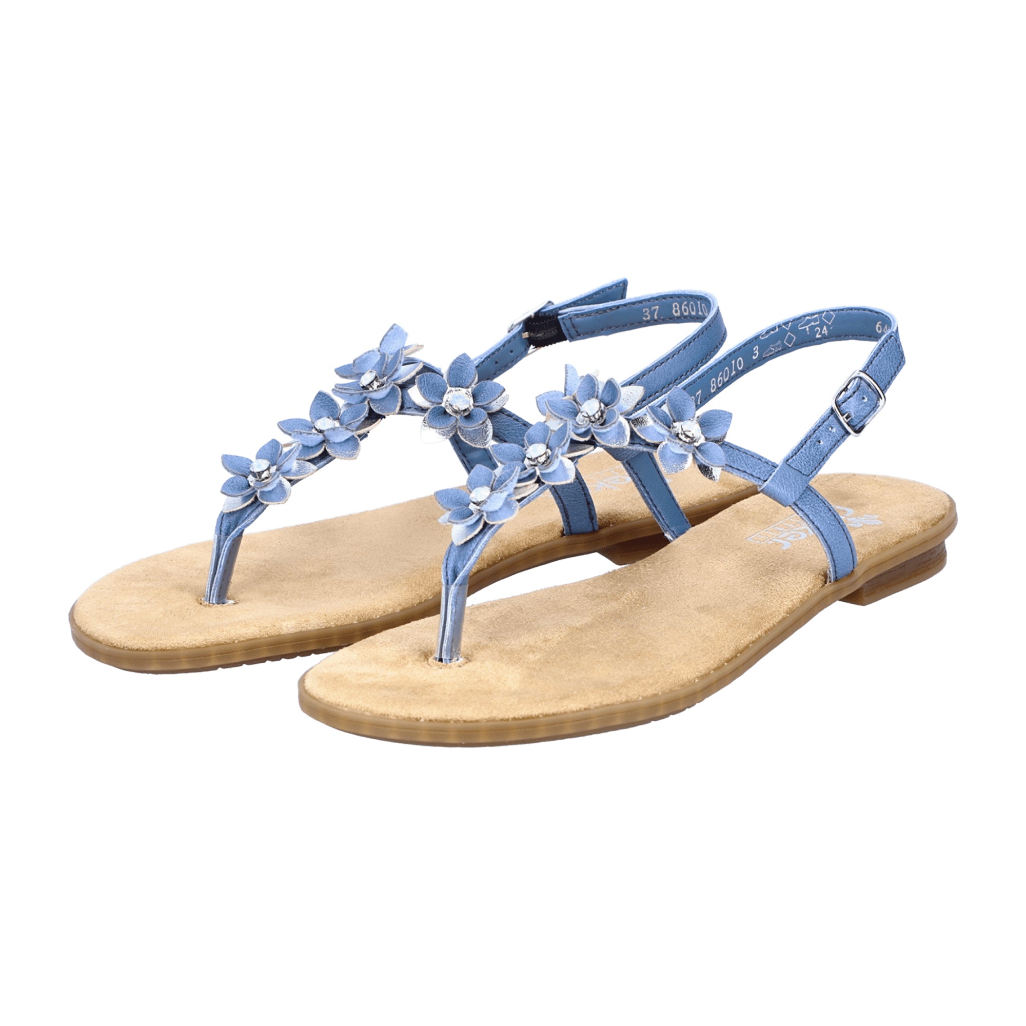 Rieker Women's Blue Sandals Trendy Comfortable Flat Open Toe Spring Summer