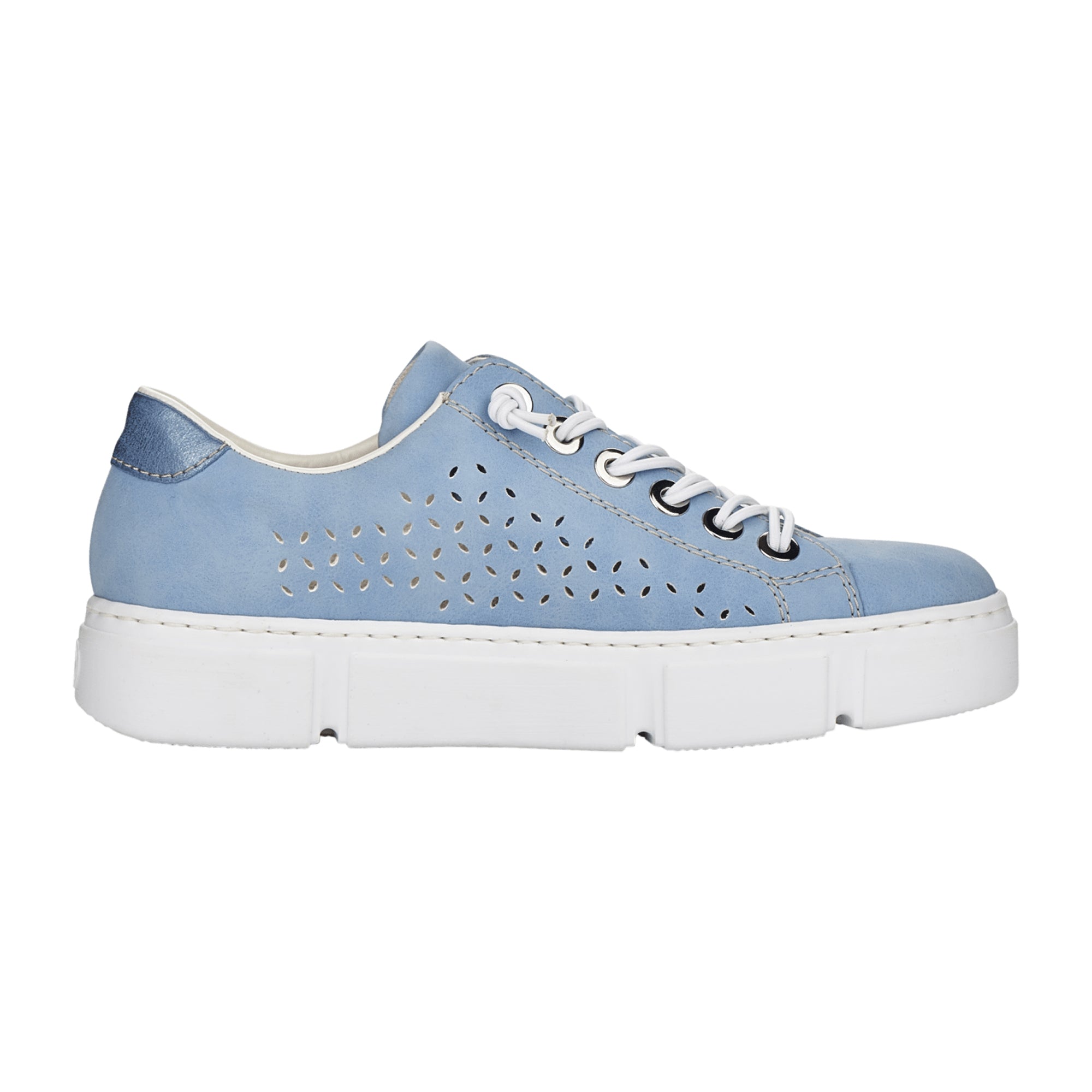 Rieker N5962 Blue Women's Shoes with Zip and Lace Closure Synthetic Leather