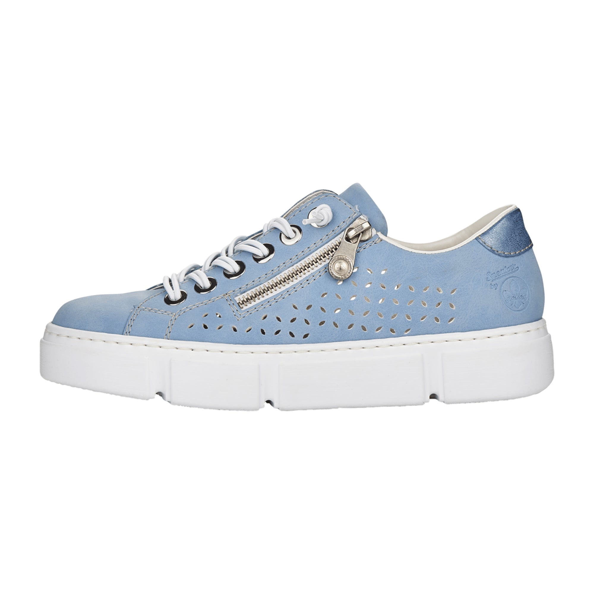 Rieker N5962 Blue Women's Shoes with Zip and Lace Closure Synthetic Leather