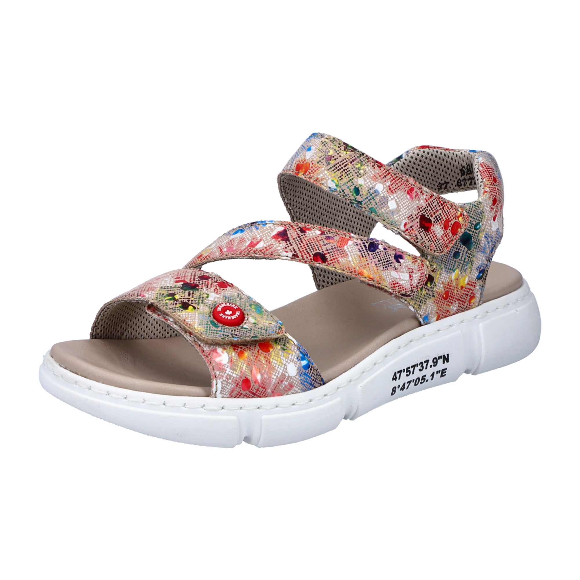 Rieker FSK Women's Colorful Sandals with Velcro Strap and Cushioned Sole