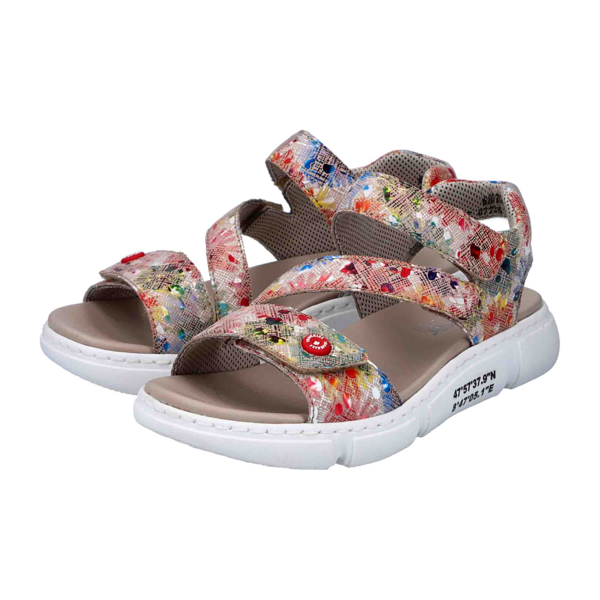 Rieker FSK Women's Colorful Sandals with Velcro Strap and Cushioned Sole