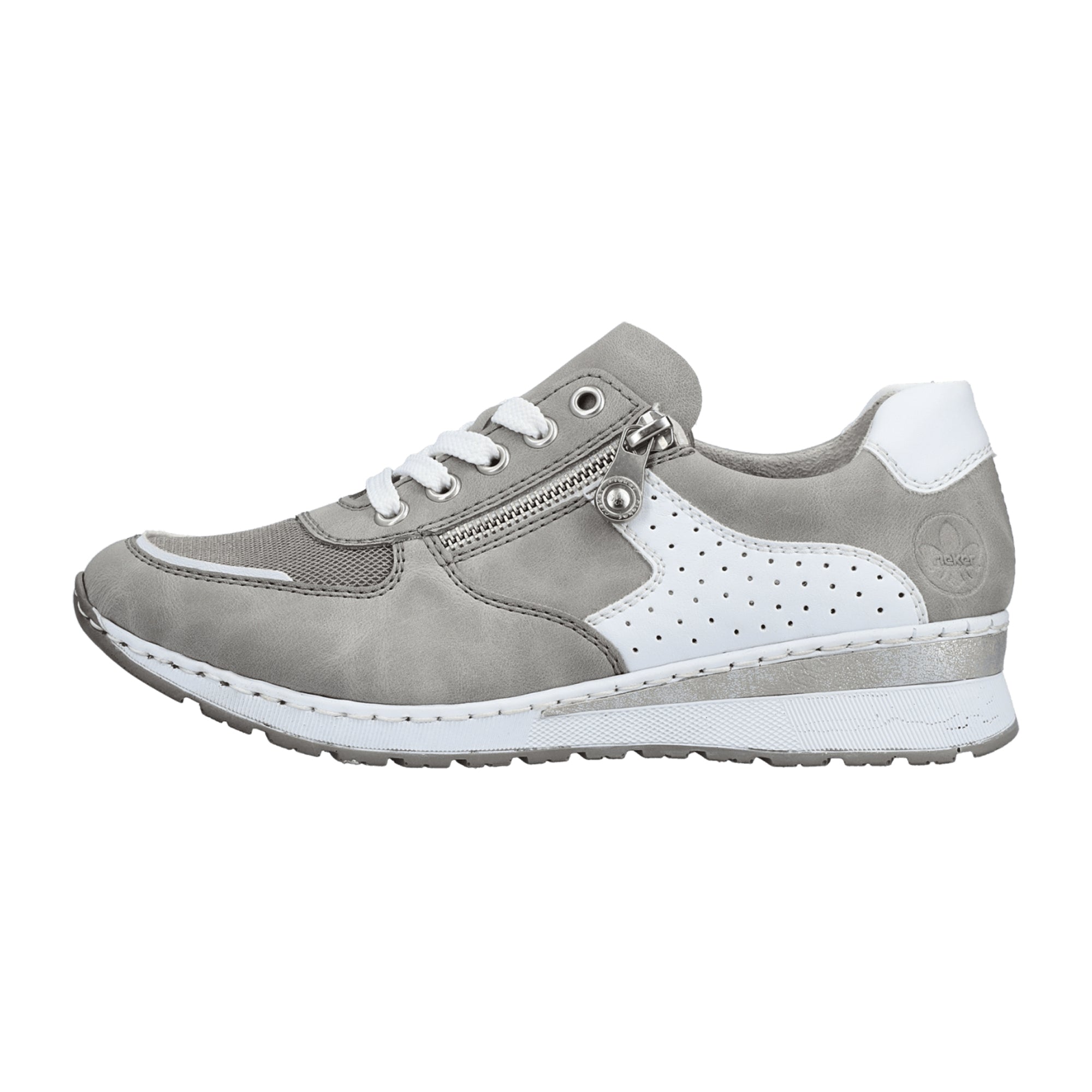 Rieker Antistress Women's Gray Shoes with Removable Insole and Zipper Closure