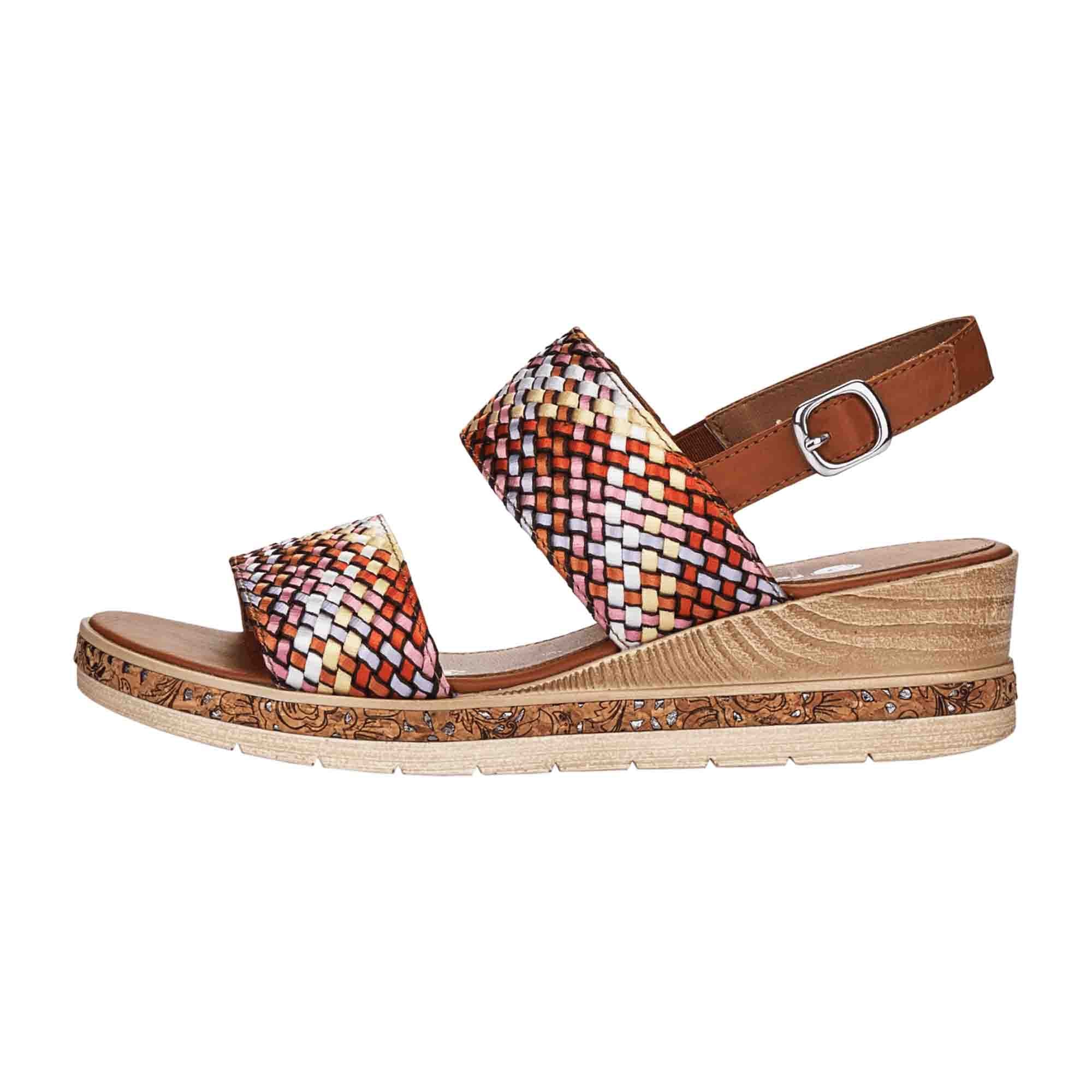 Remonte Colorful Women's Sandals with Velcro Strap and Wedge Heel