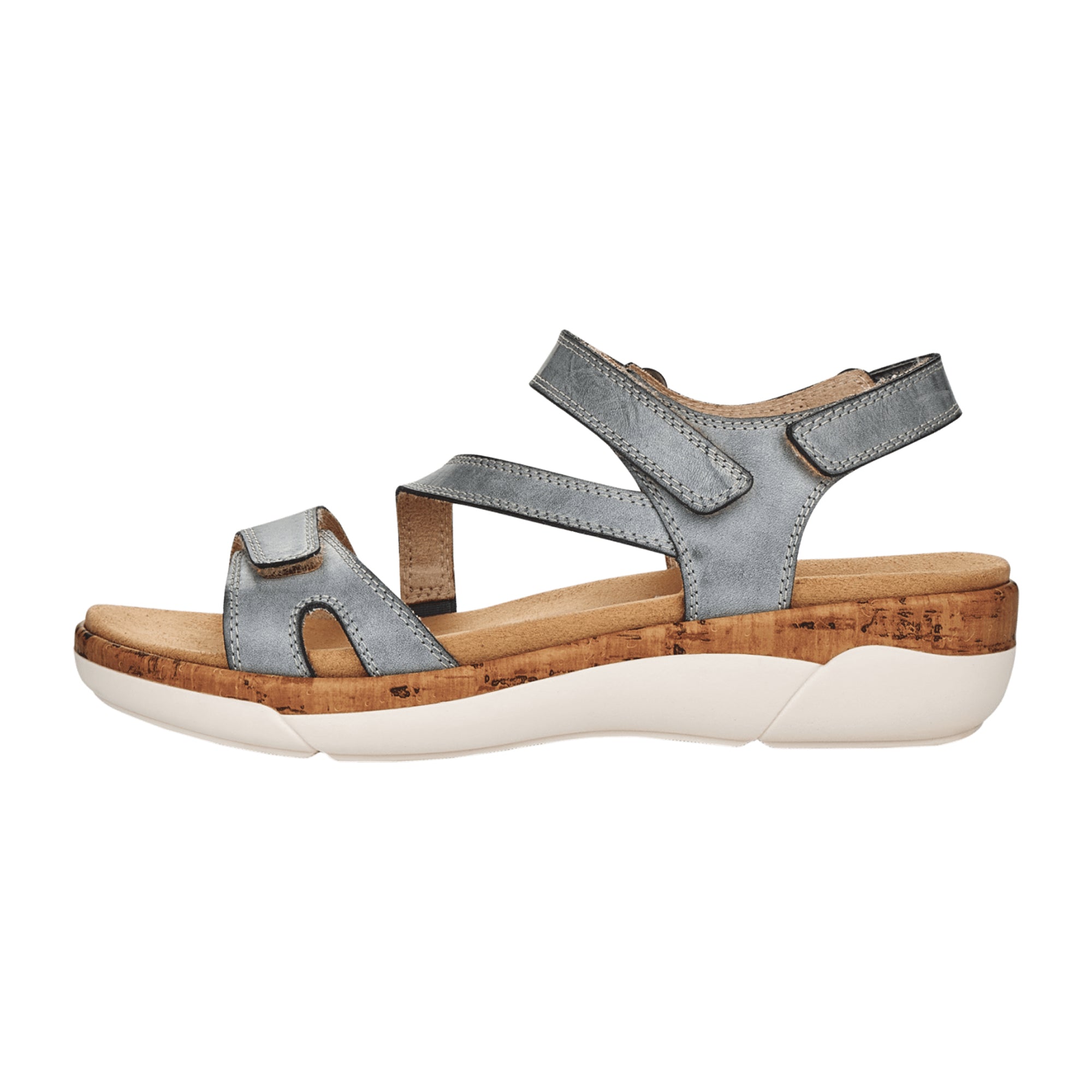 Remonte Blue Leather Strap Sandals for Women with Adjustable Velcro Closure
