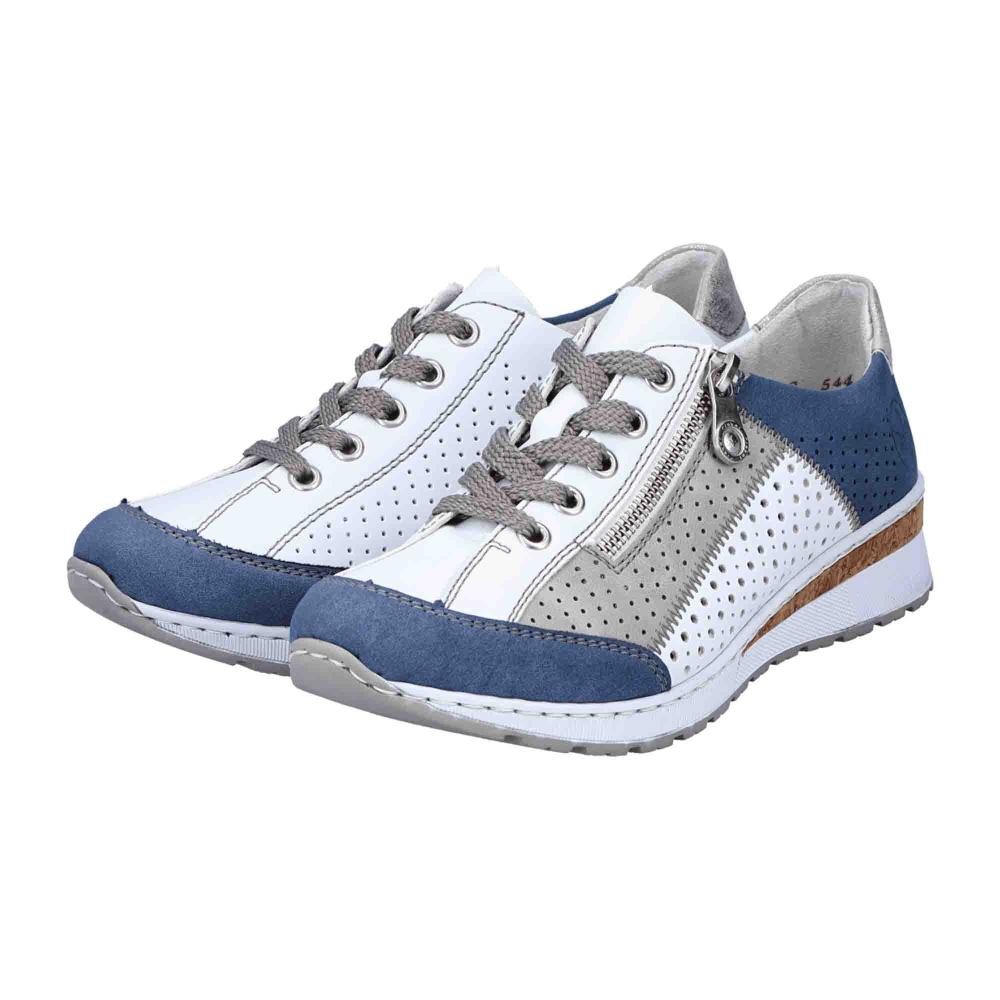 Rieker Blue Lace-Up Women's Shoes with Perforated or Woven Design Comfortable