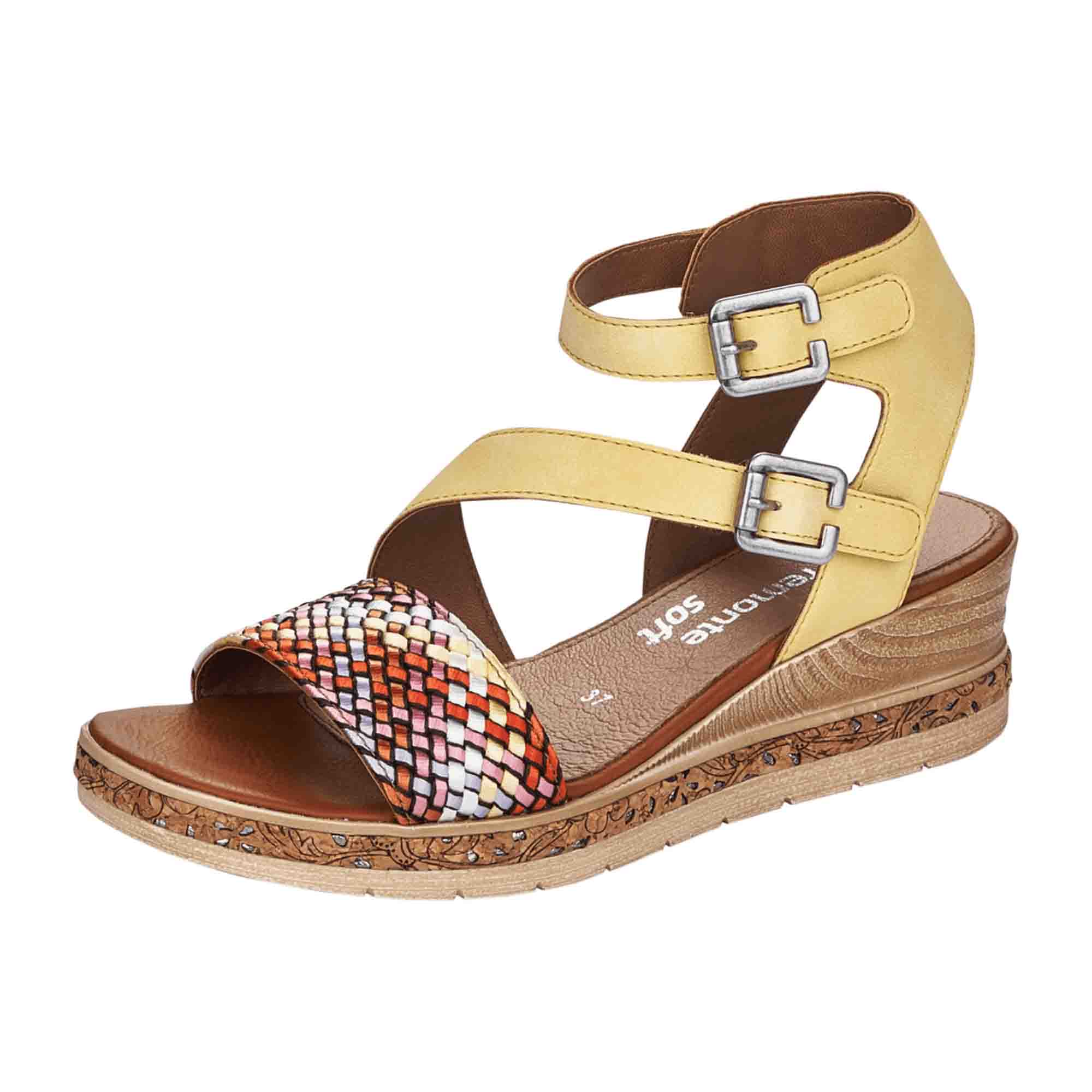 Remonte Women's Yellow Wedge Sandals for Spring and Summer