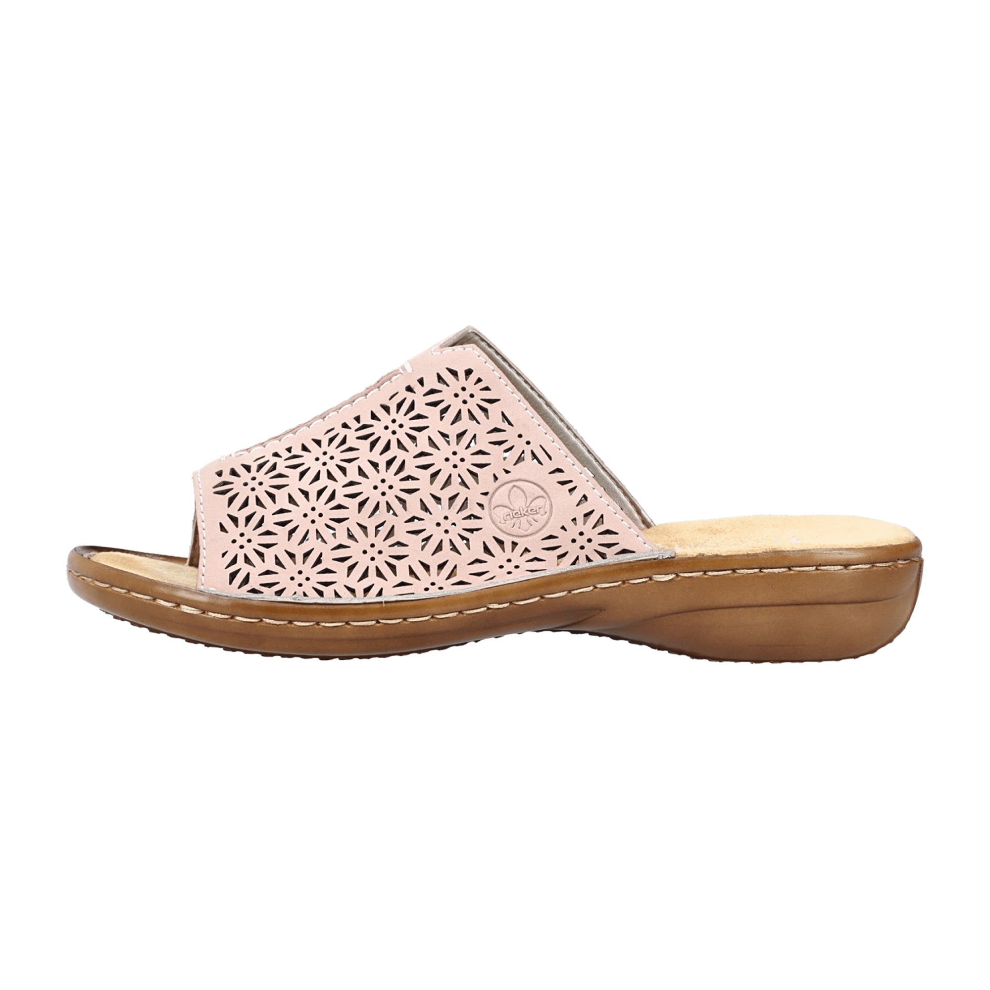 Rieker Comfortable Women's Pink Slip-On Sandals with Wedge Heel