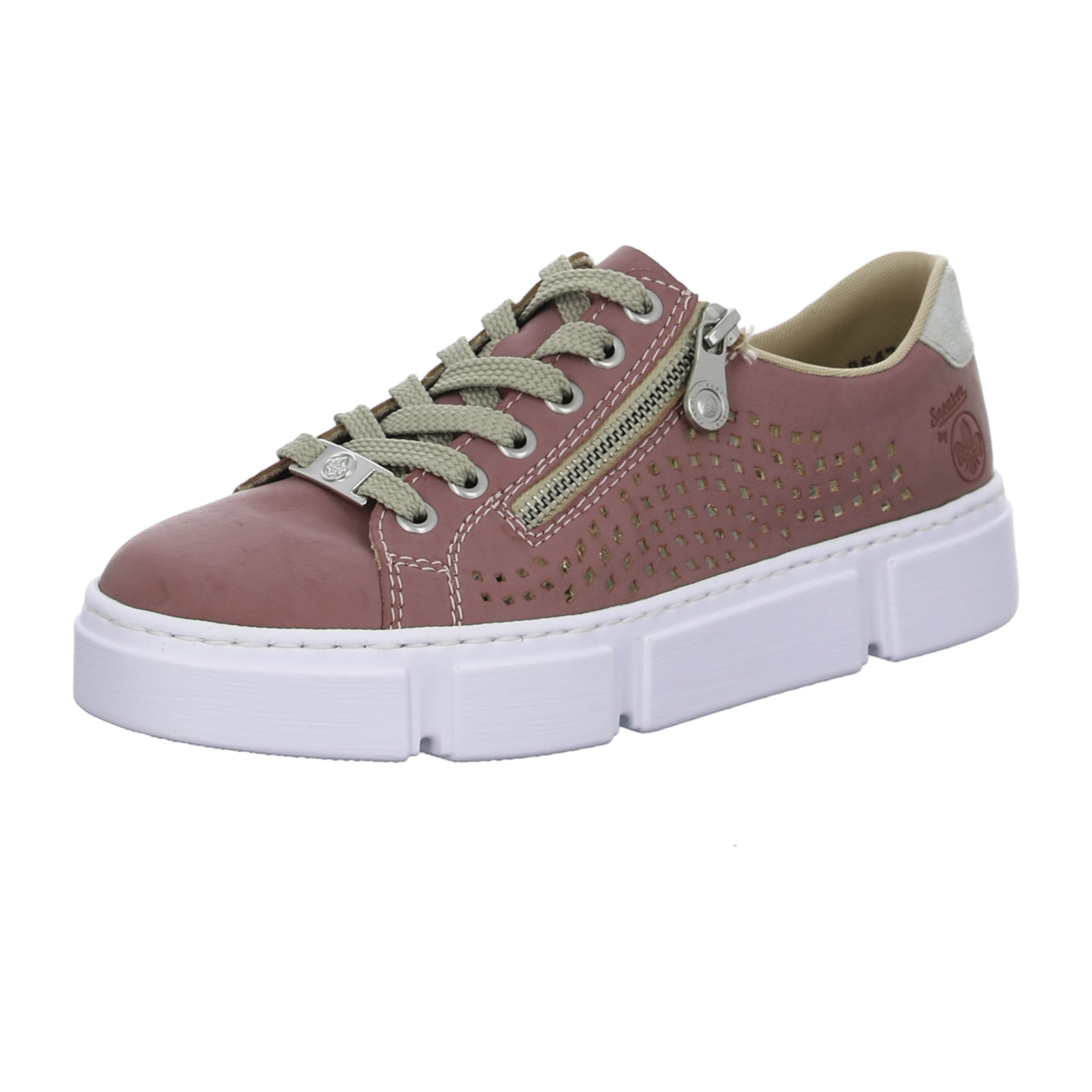 Rieker N594431 Pink Women's Sneakers Lace-Up Medium Width Synthetic Leather