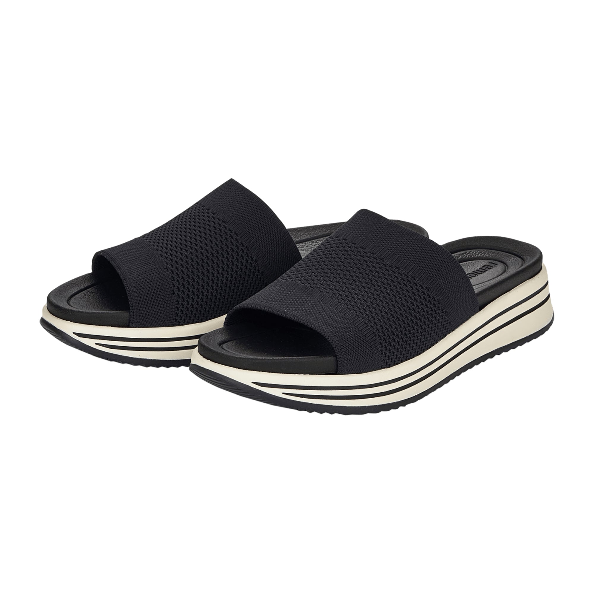 Remonte Women's Black Slip-On Sandals with Soft Footbed and Lightweight Sole