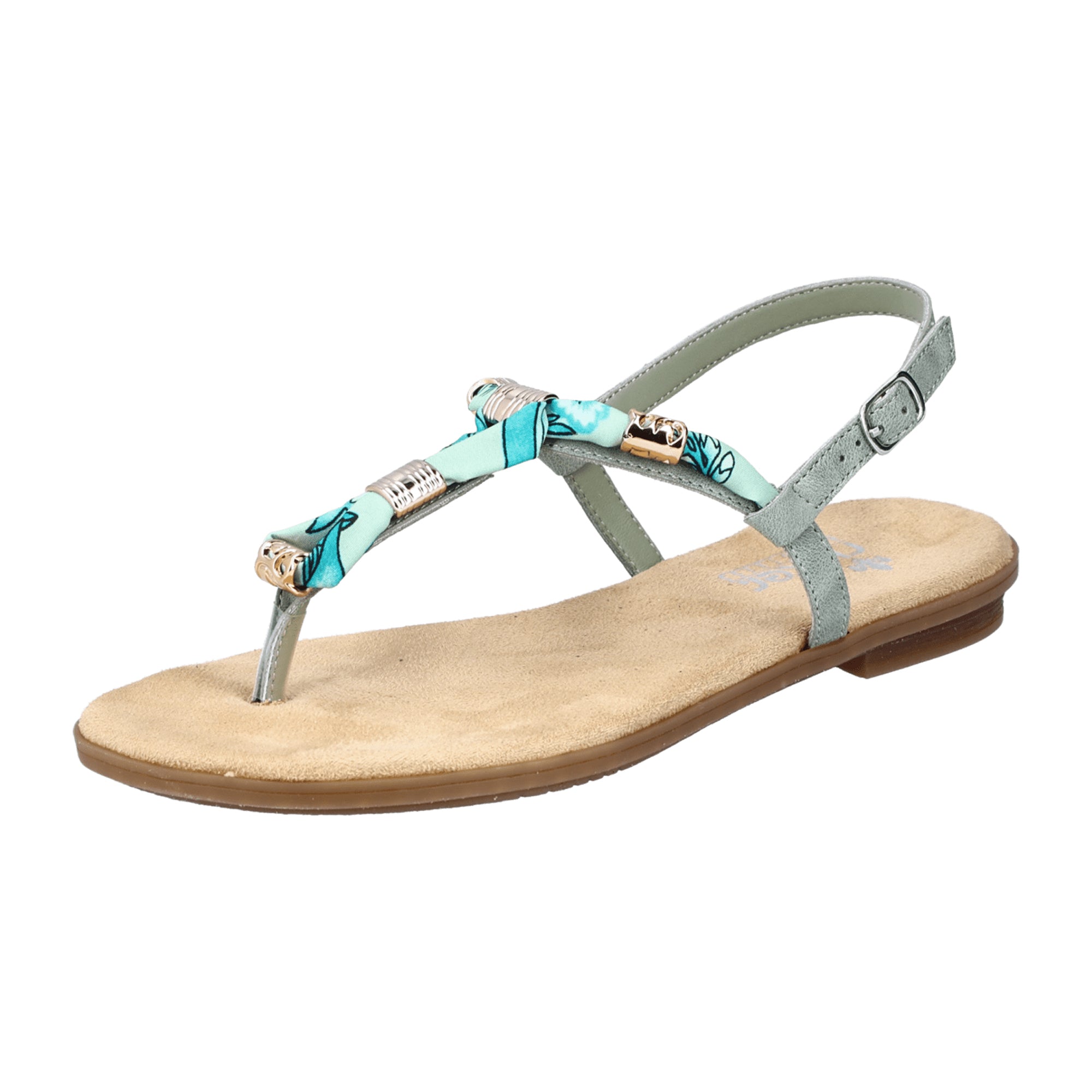 Rieker Women's Green Thong Sandals Flat Open Toe Comfortable Summer Shoes