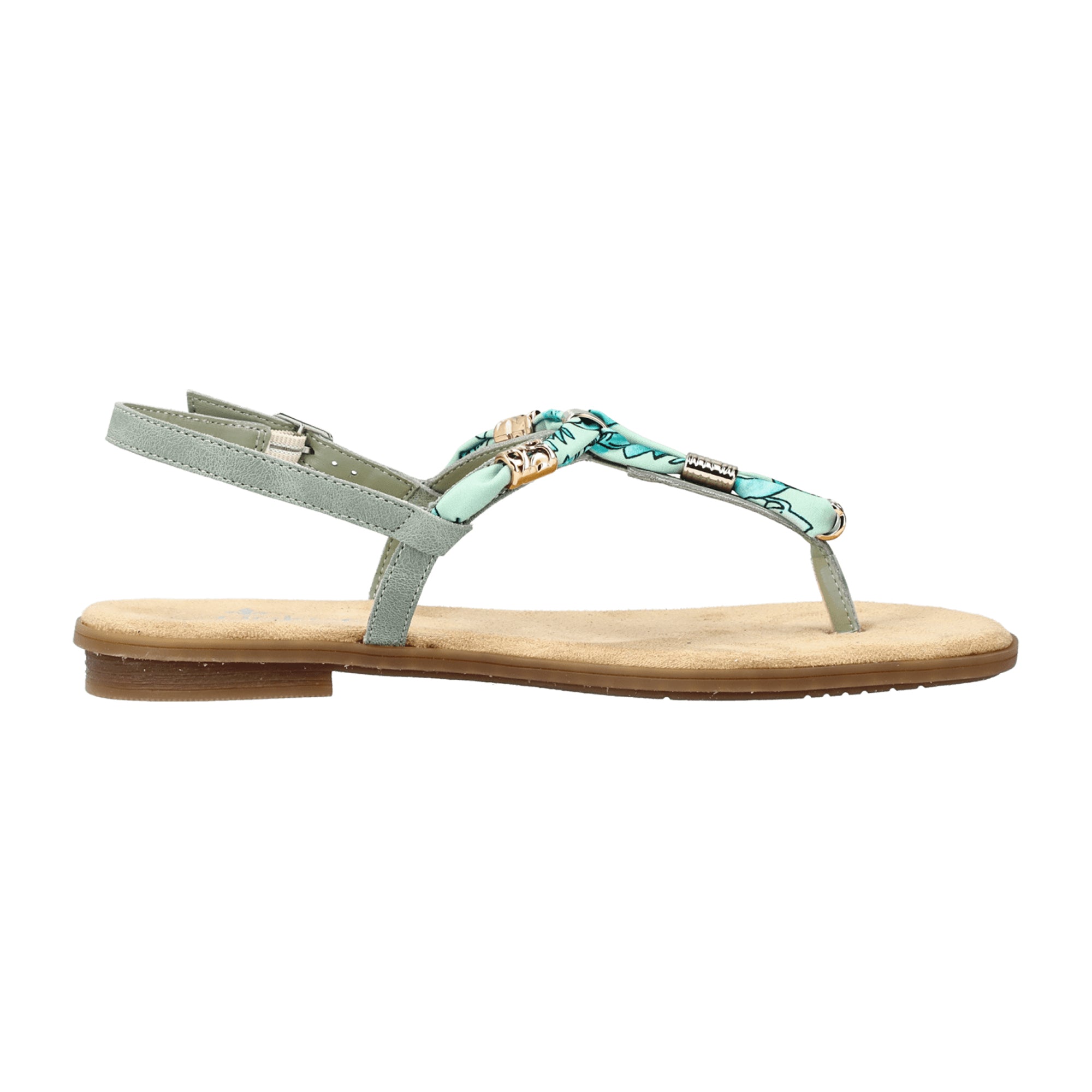 Rieker Women's Green Thong Sandals Flat Open Toe Comfortable Summer Shoes