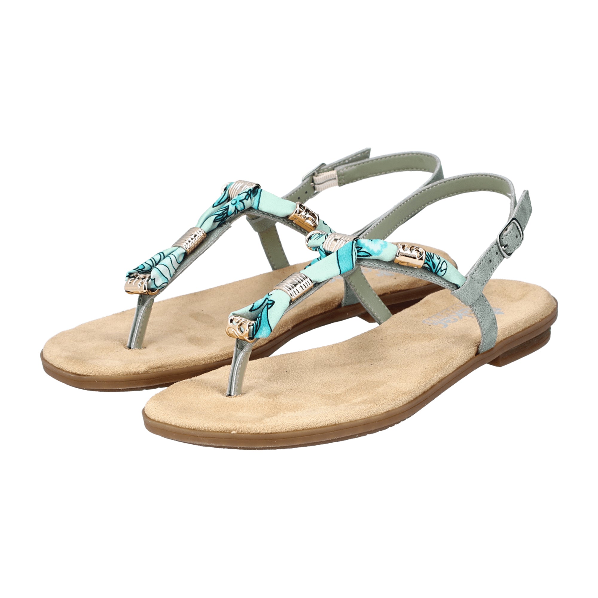 Rieker Women's Green Thong Sandals Flat Open Toe Comfortable Summer Shoes