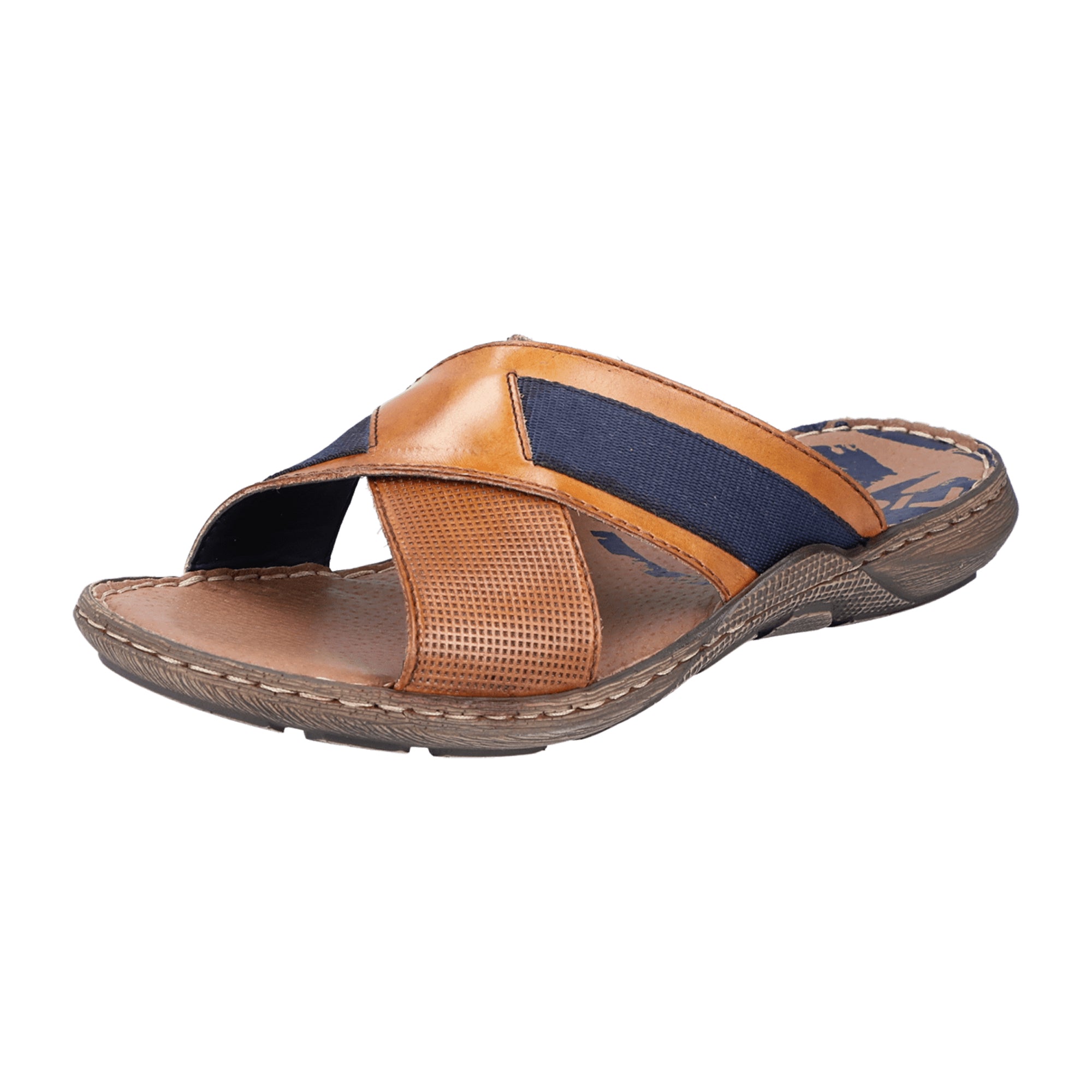 Rieker Comfortable Men's Brown Slip-On Sandals with Shock-Absorbing Sole