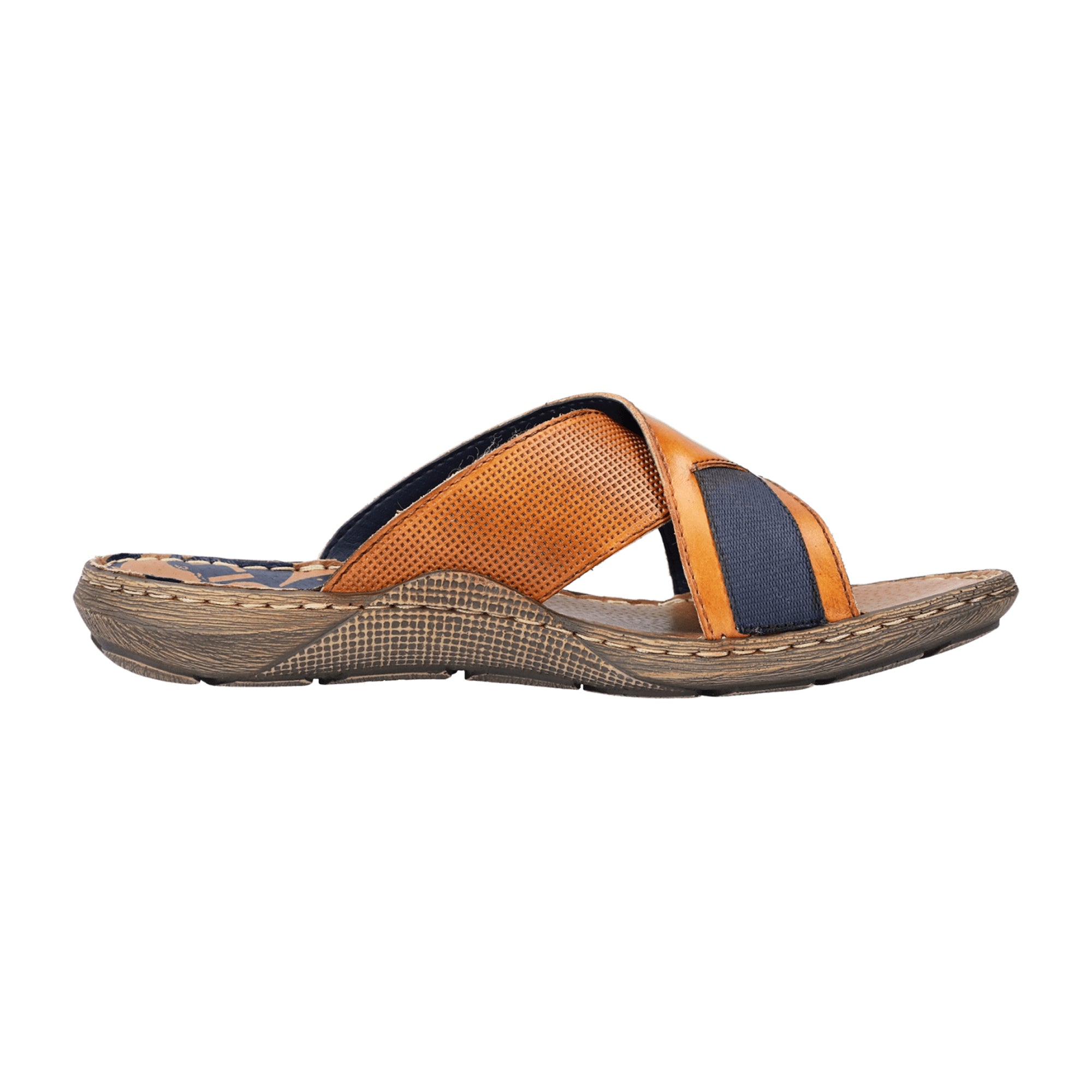 Rieker Comfortable Men's Brown Slip-On Sandals with Shock-Absorbing Sole