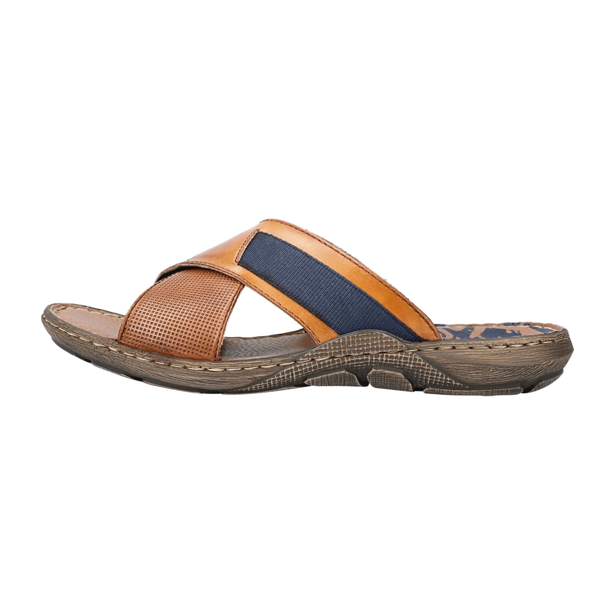 Rieker Comfortable Men's Brown Slip-On Sandals with Shock-Absorbing Sole