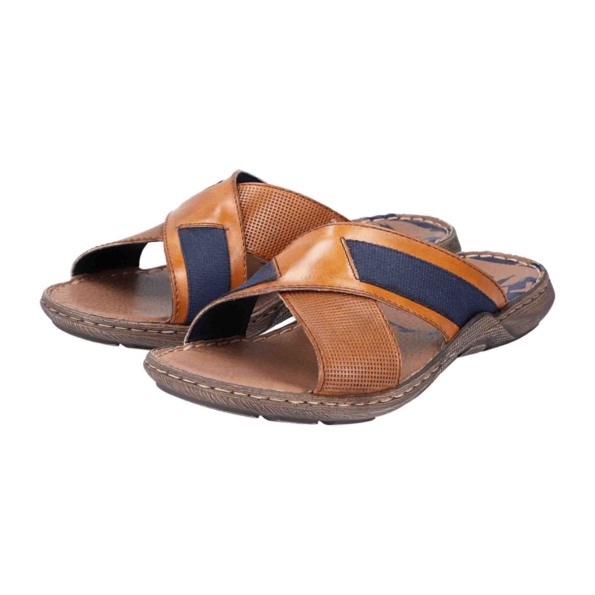 Rieker Comfortable Men's Brown Slip-On Sandals with Shock-Absorbing Sole