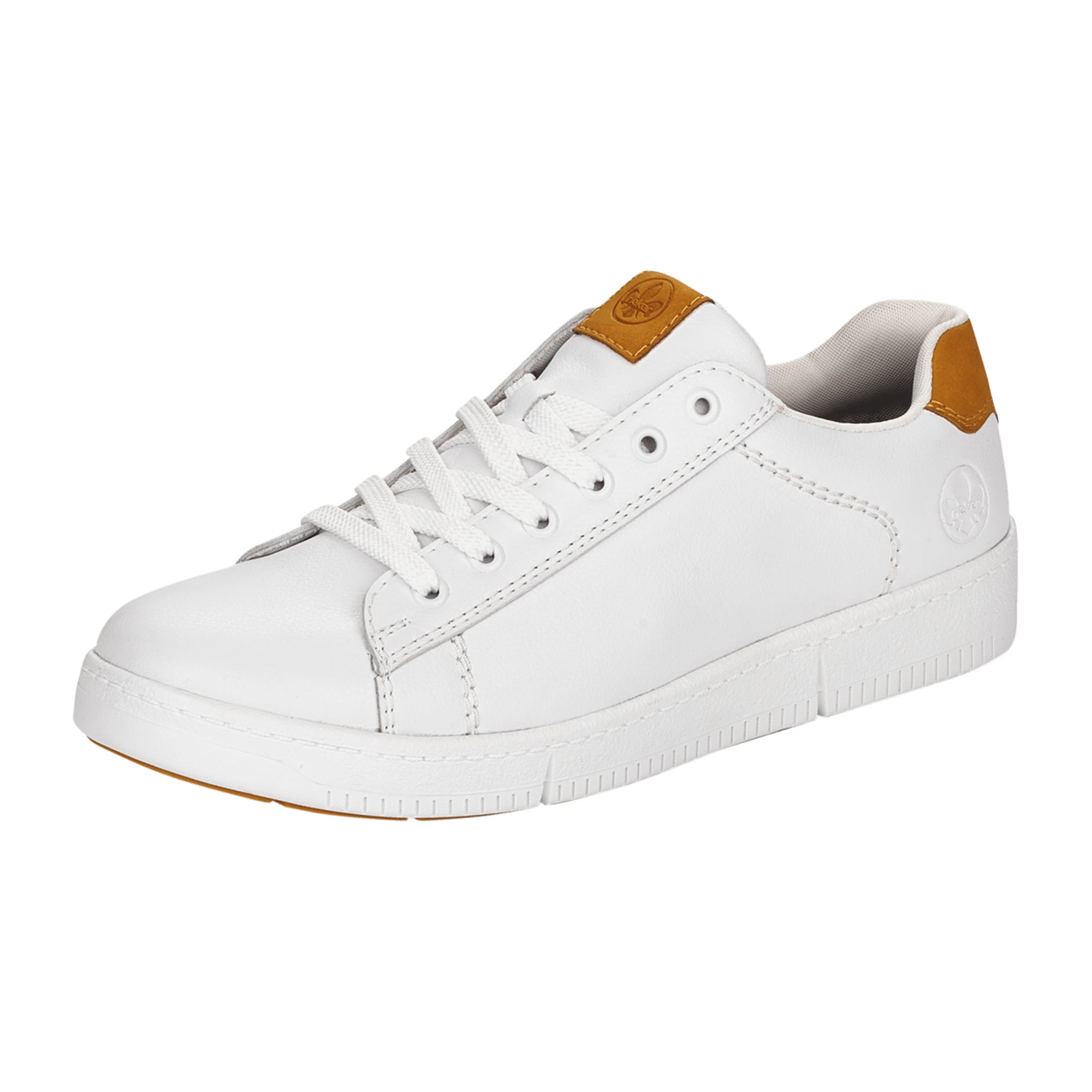 Rieker B7120 Men's White Sneakers with Removable Insole and Lace-Up Closure