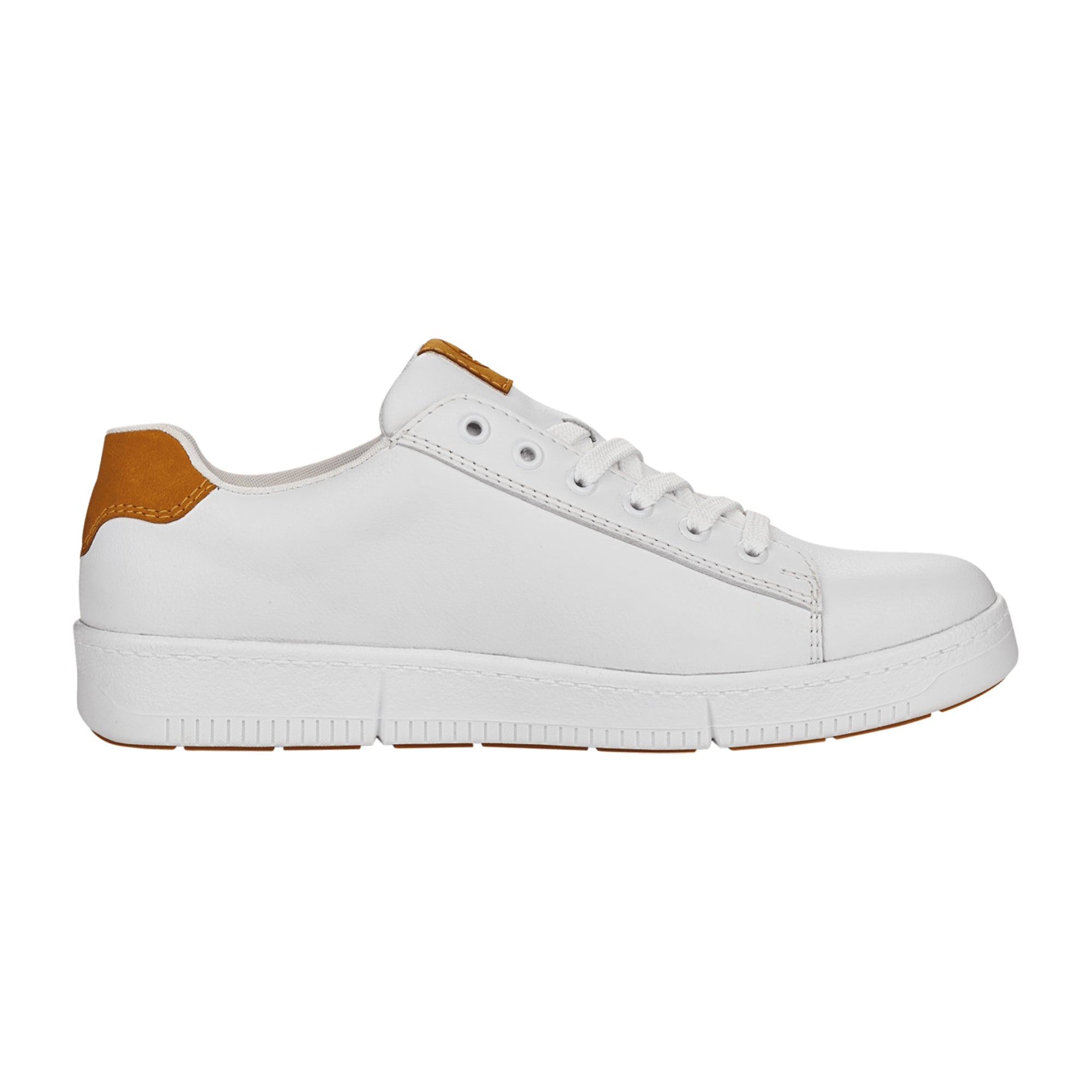 Rieker B7120 Men's White Sneakers with Removable Insole and Lace-Up Closure