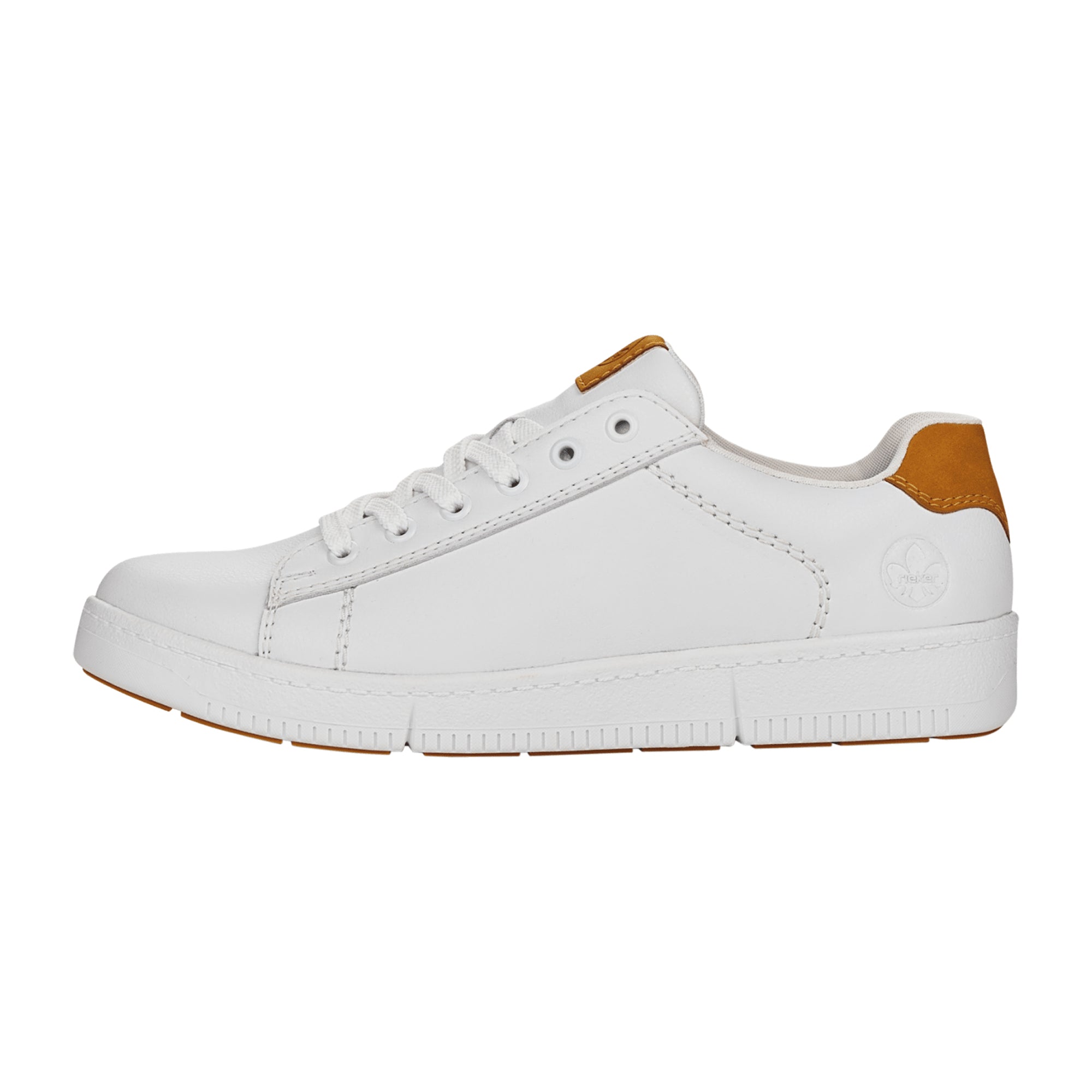 Rieker B7120 Men's White Sneakers with Removable Insole and Lace-Up Closure