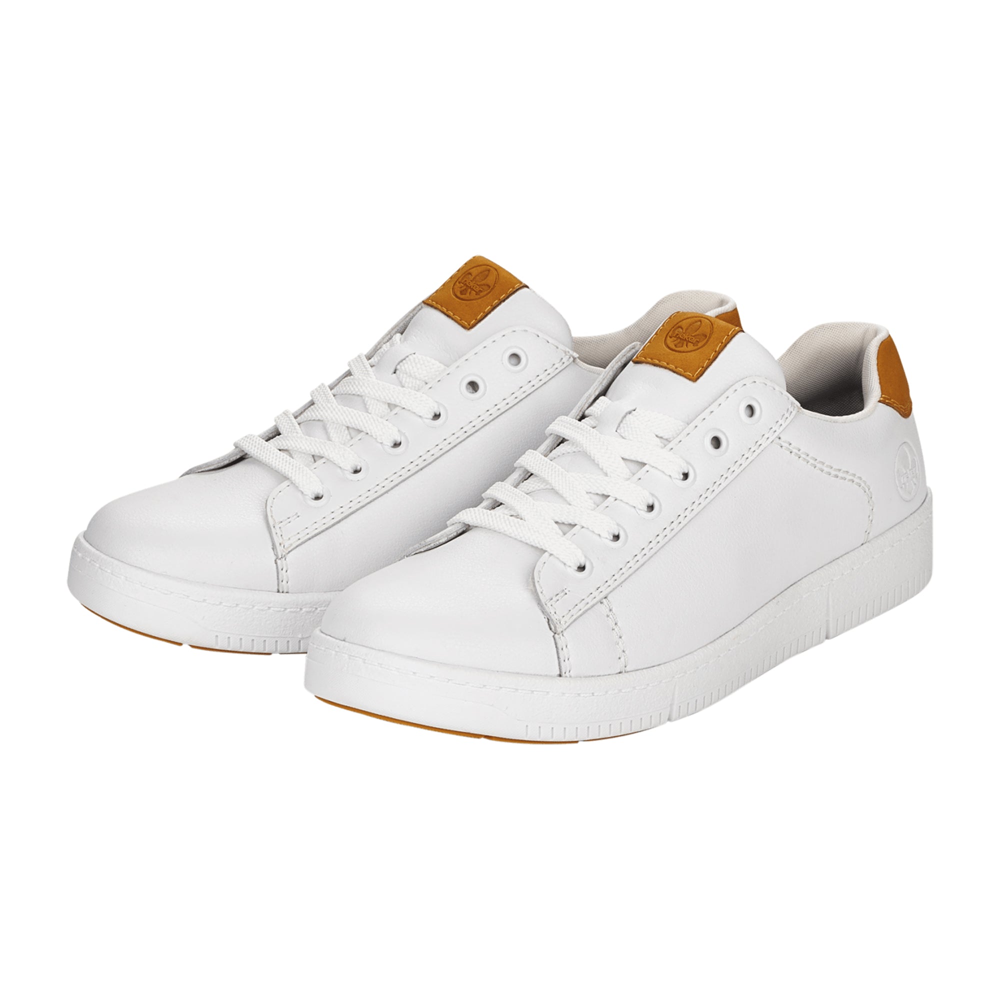 Rieker B7120 Men's White Sneakers with Removable Insole and Lace-Up Closure