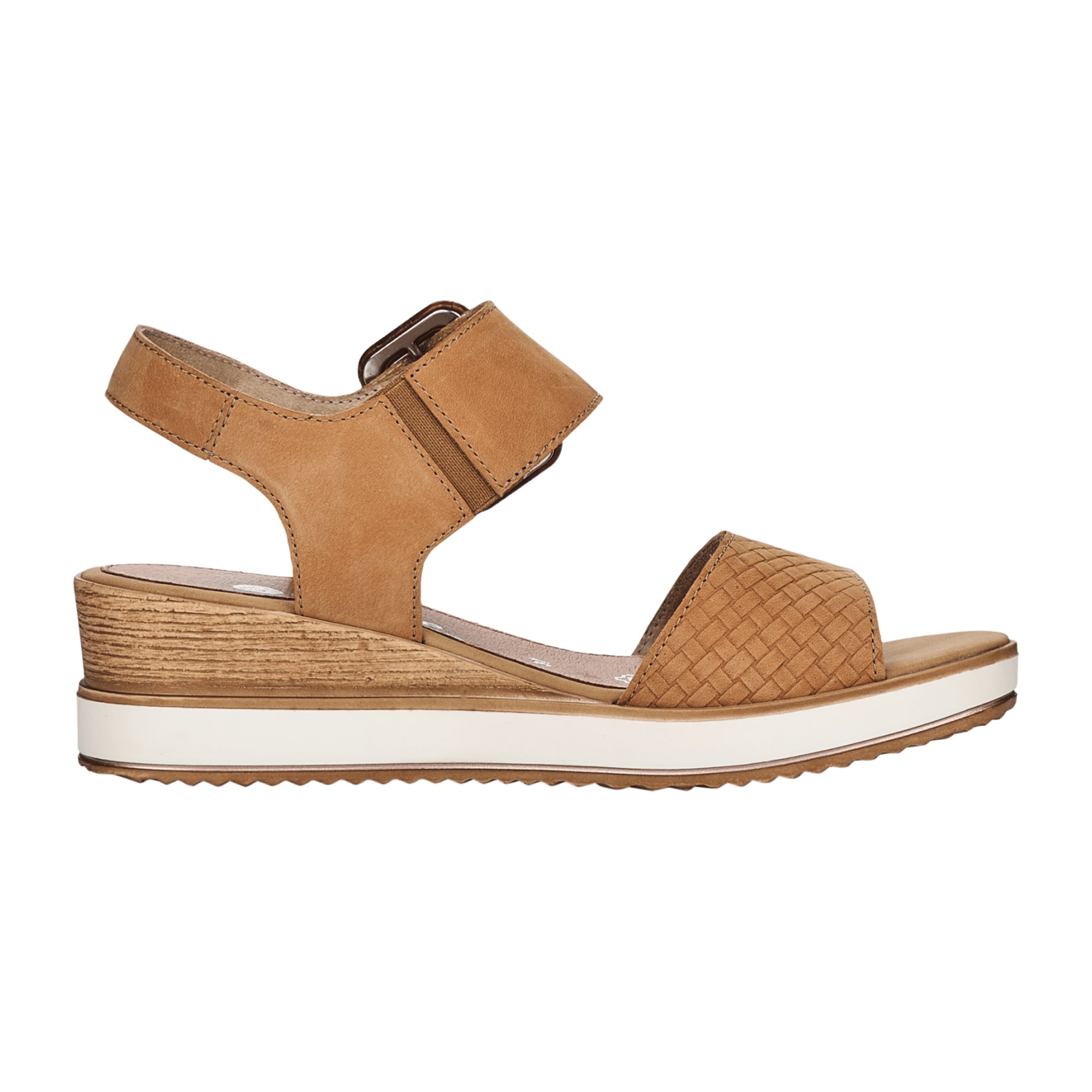 Remonte Beige Sandals for Women with Comfort Wedge Heel and Velcro Strap