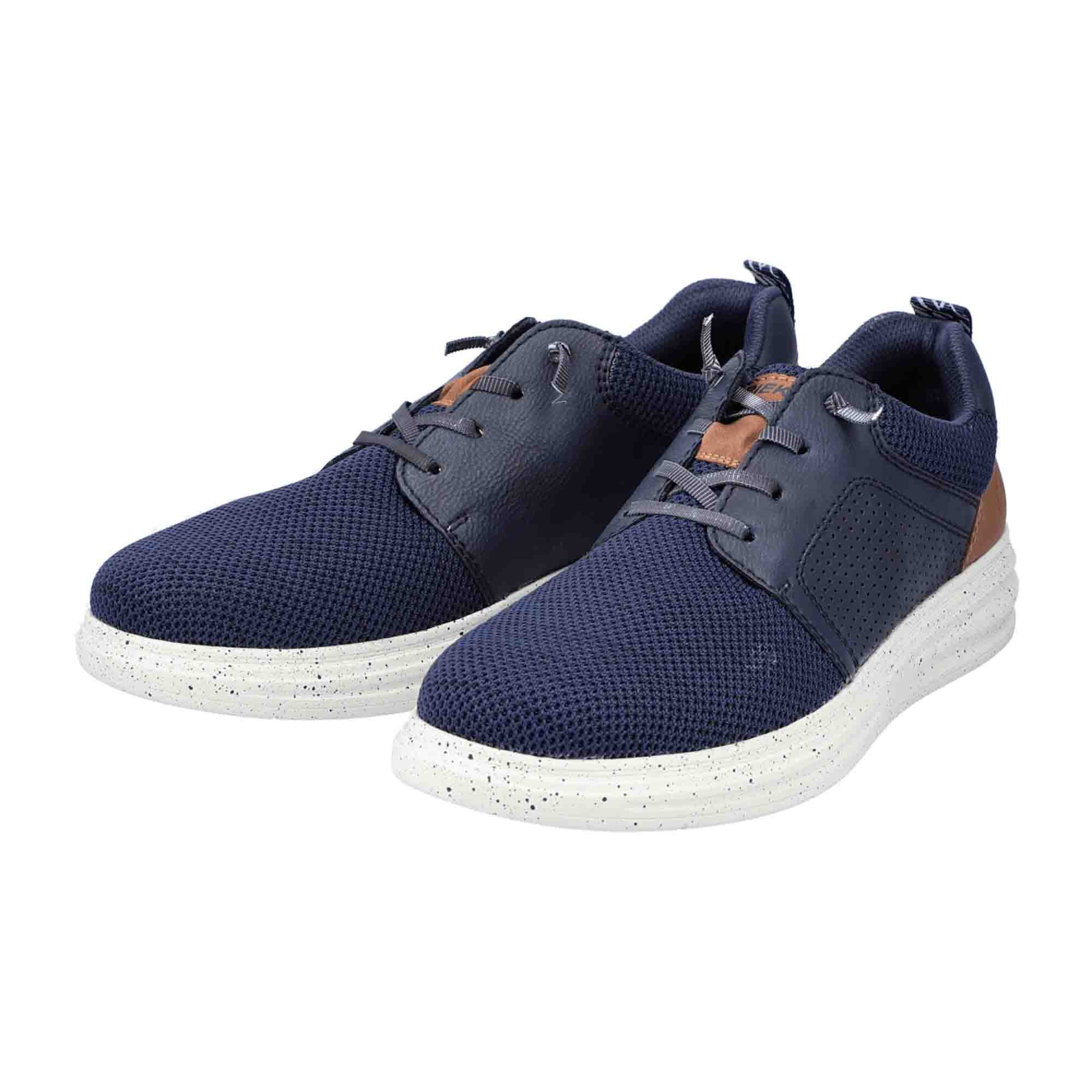 Rieker B6322 Blue Men's Casual Shoes with Laces and Flat Heel