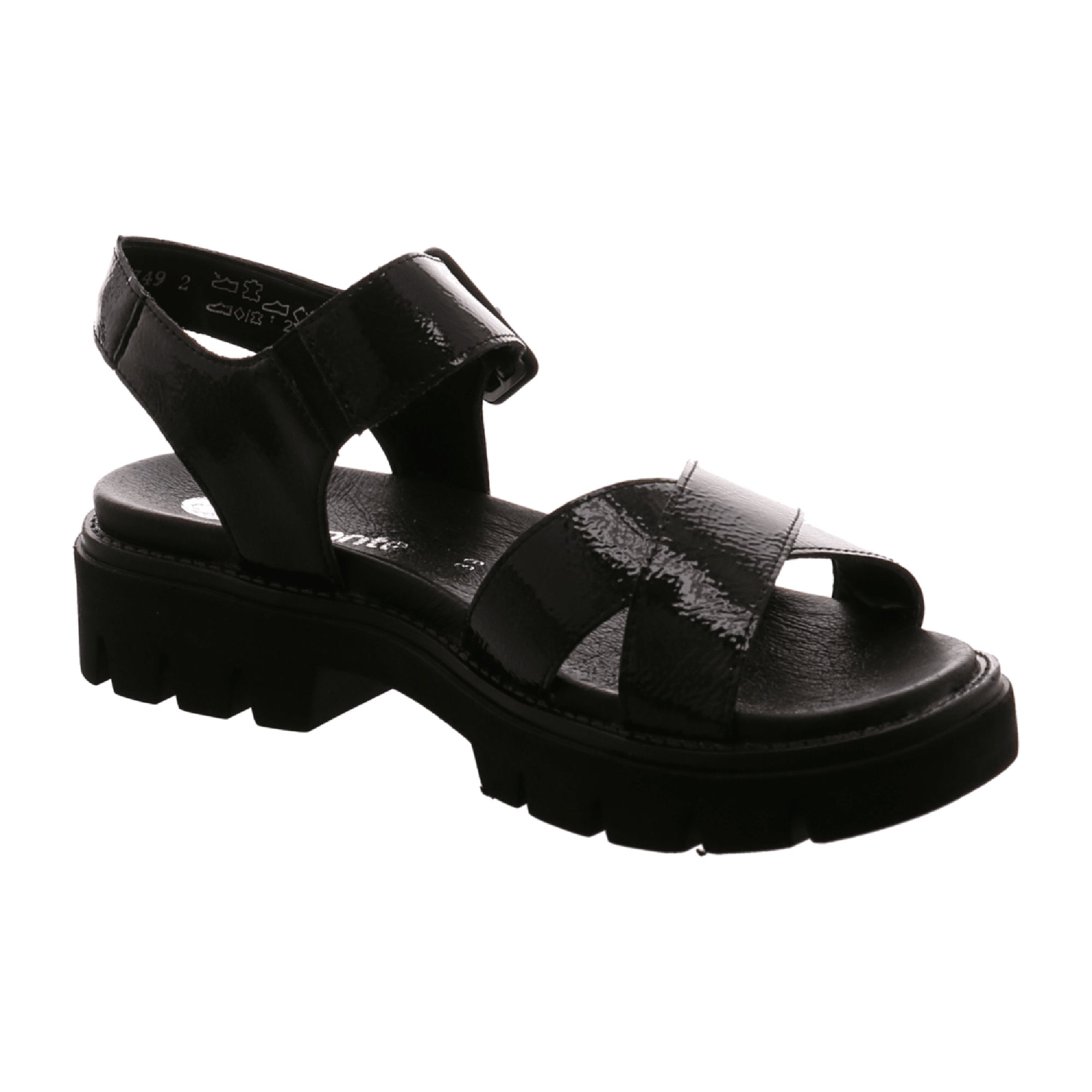 Remonte Women's Black Strappy Sandals with Comfort Features and Block Heel