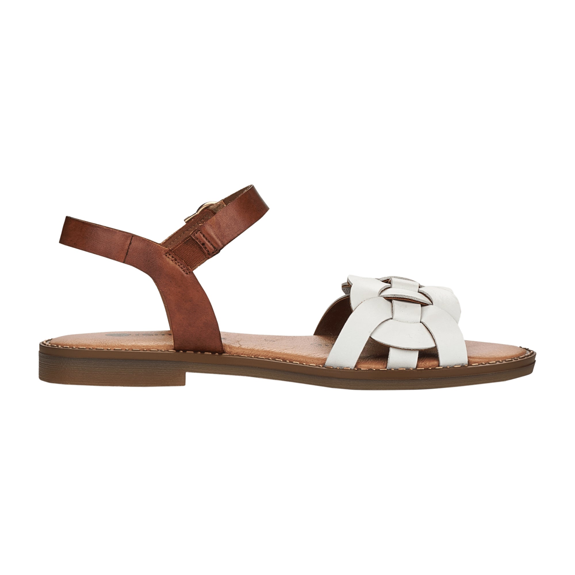 Remonte Women's White Sandals Leather Narrow Fit Spring Summer Buckle Closure