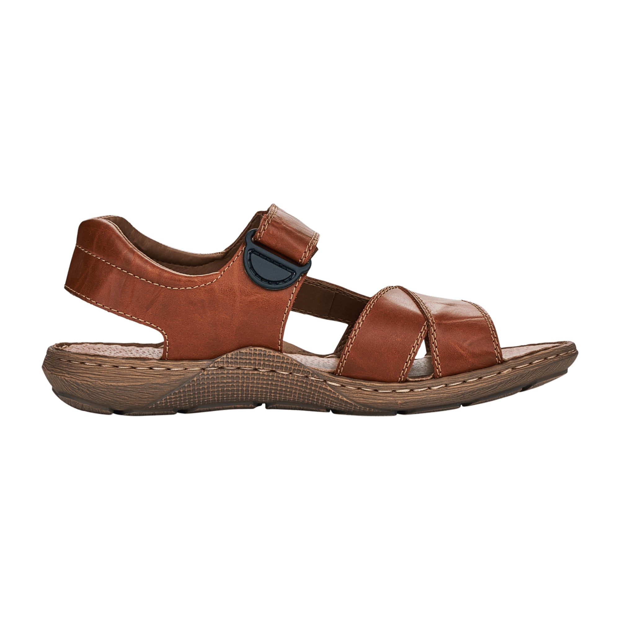 Rieker Brown Leather Sandals with Velcro Strap Comfortable Shock-Absorbing Sole