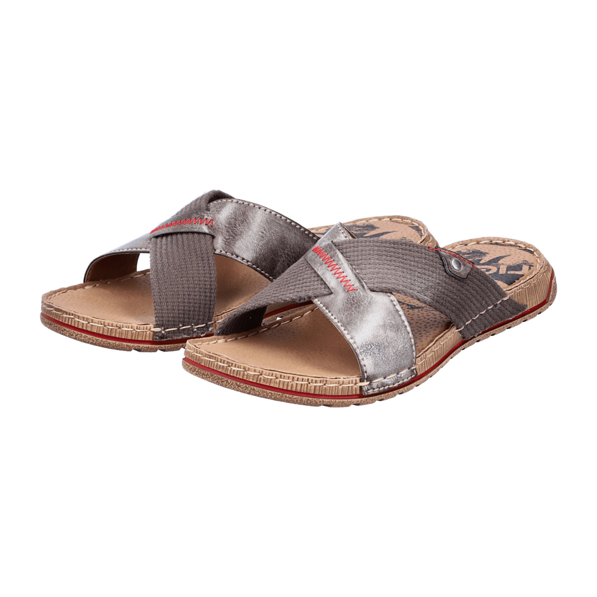 Rieker 2195925 Silver Slip-On Shoes for Spring/Summer with Wedge Heel