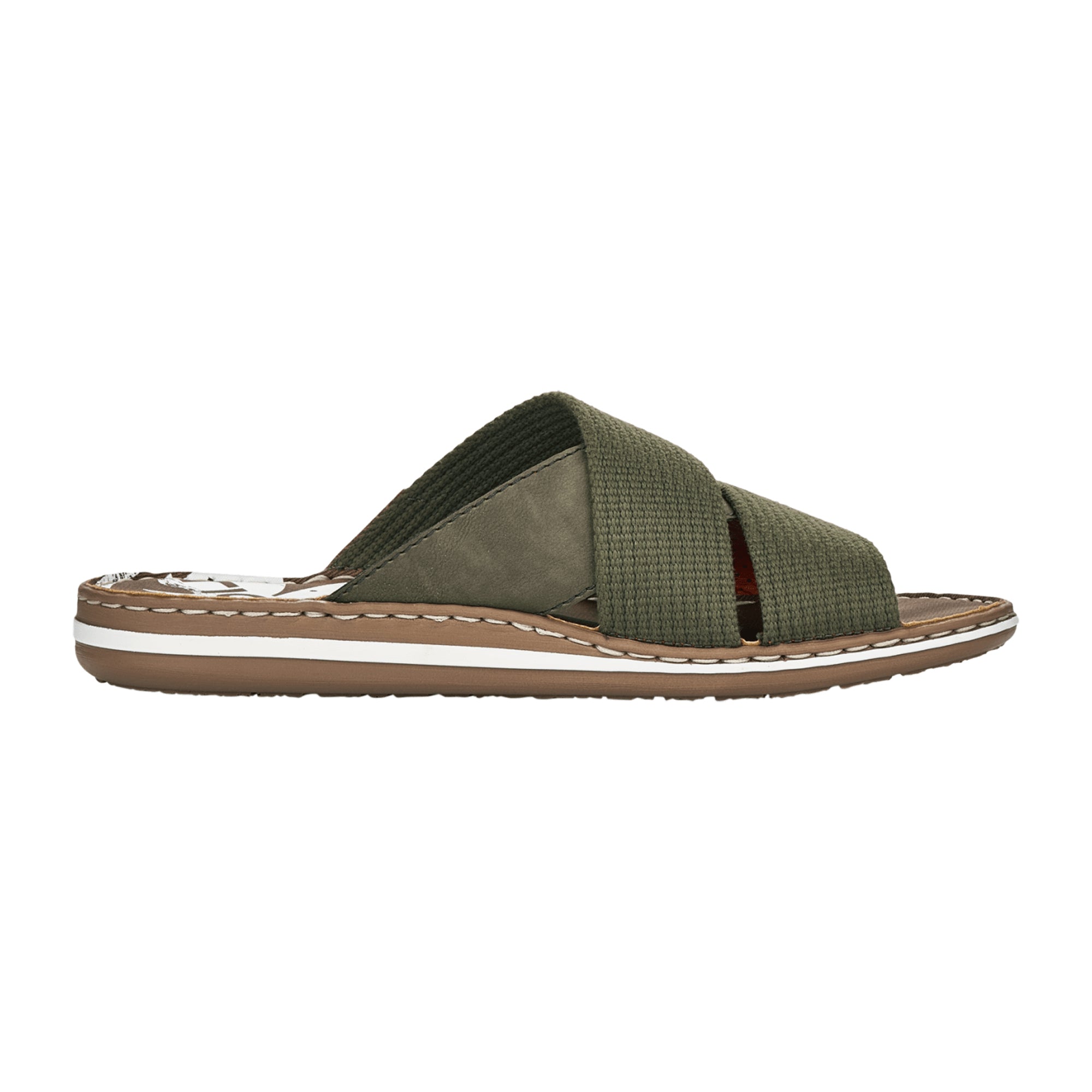 Rieker Olive Green Slip-On Sandals Comfortable Lightweight Shock Absorbing Sole