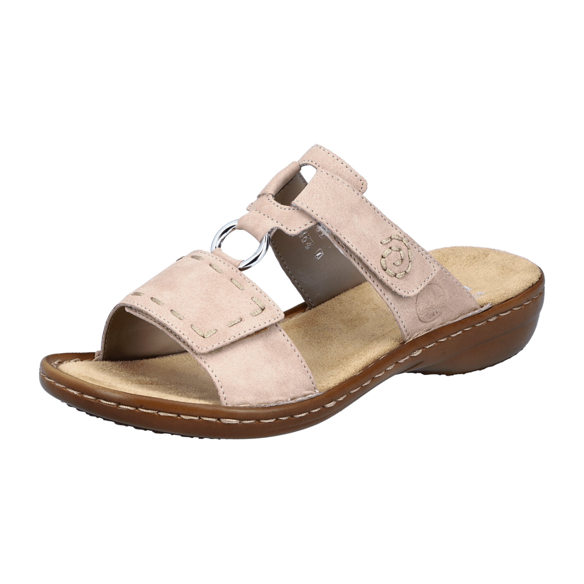 Rieker Women's Pink Sandals with Block Heel and Velcro Strap