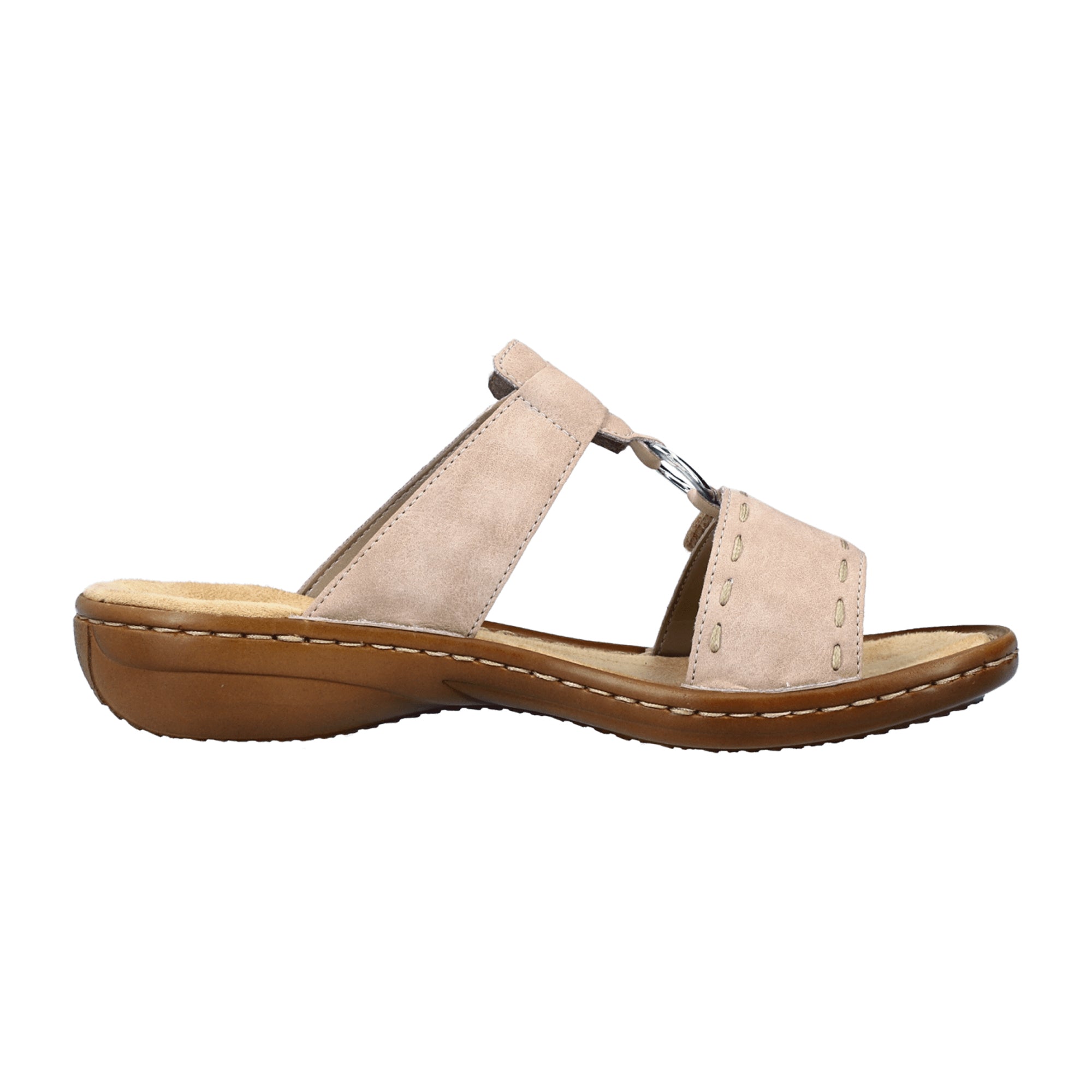 Rieker Women's Pink Sandals with Block Heel and Velcro Strap