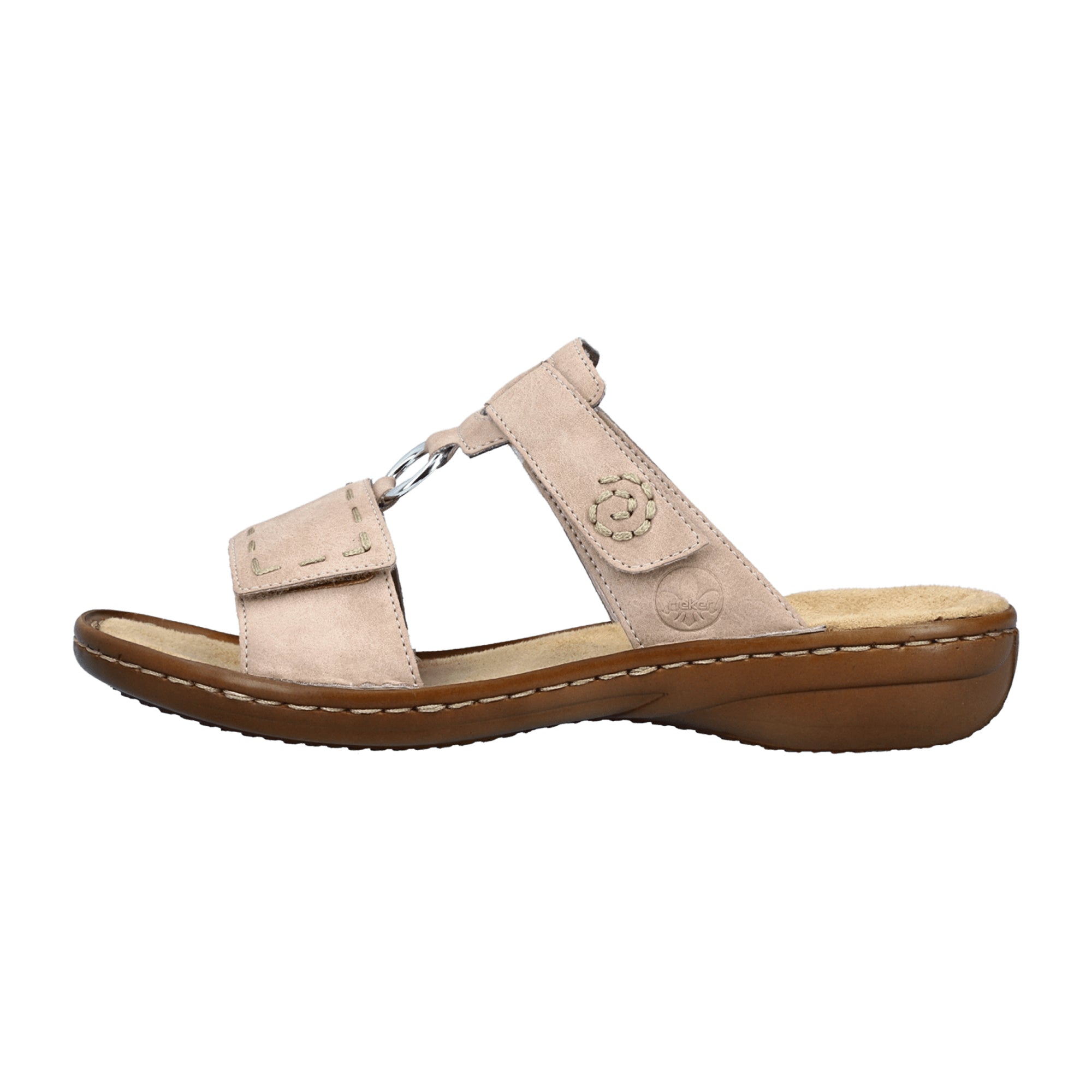 Rieker Women's Pink Sandals with Block Heel and Velcro Strap