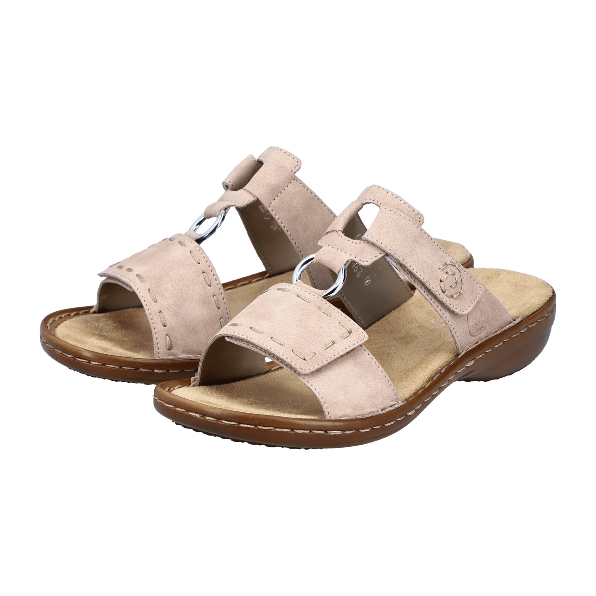 Rieker Women's Pink Sandals with Block Heel and Velcro Strap