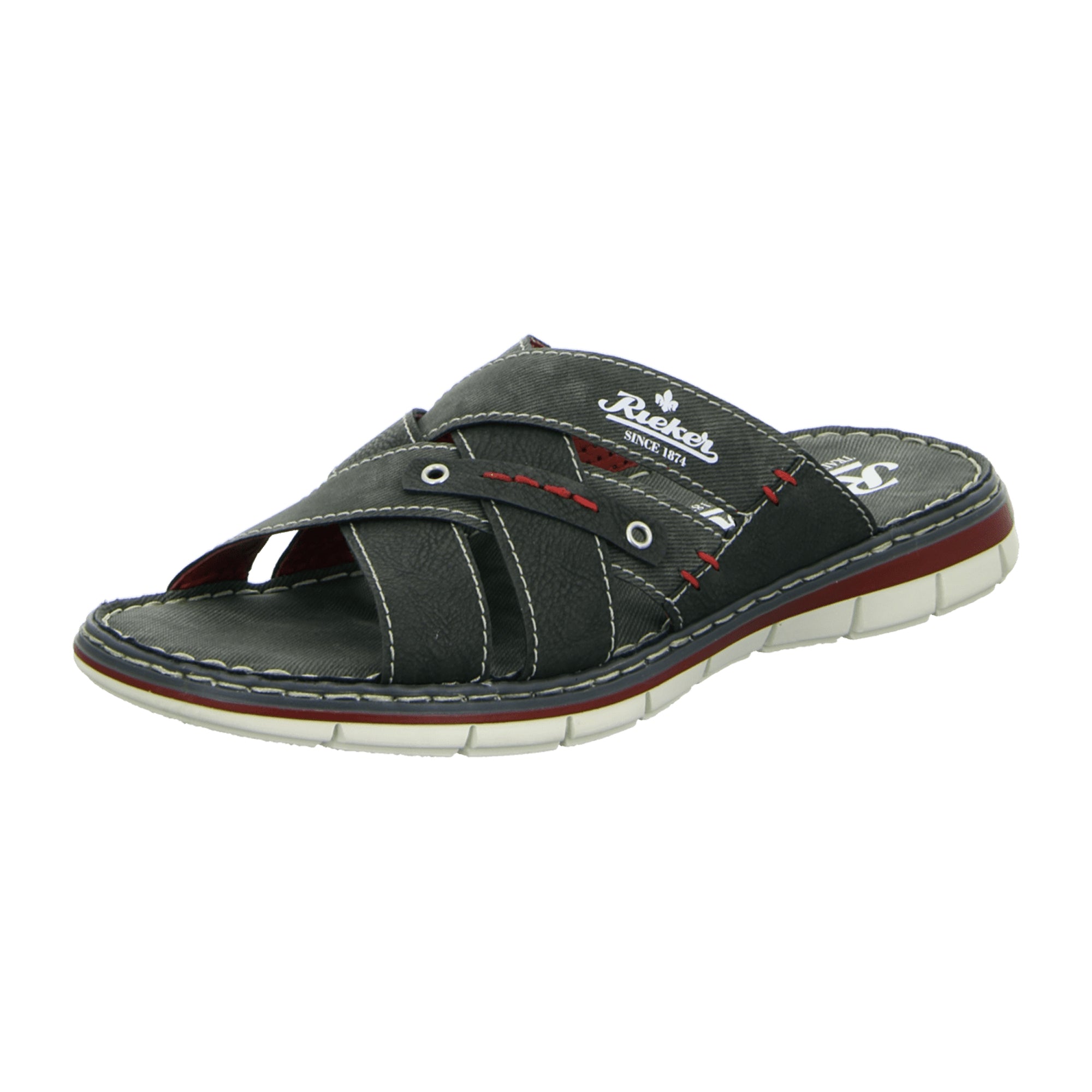 Rieker Comfortable Black Slide Sandals for Men Made from Smooth Synthetic Leather