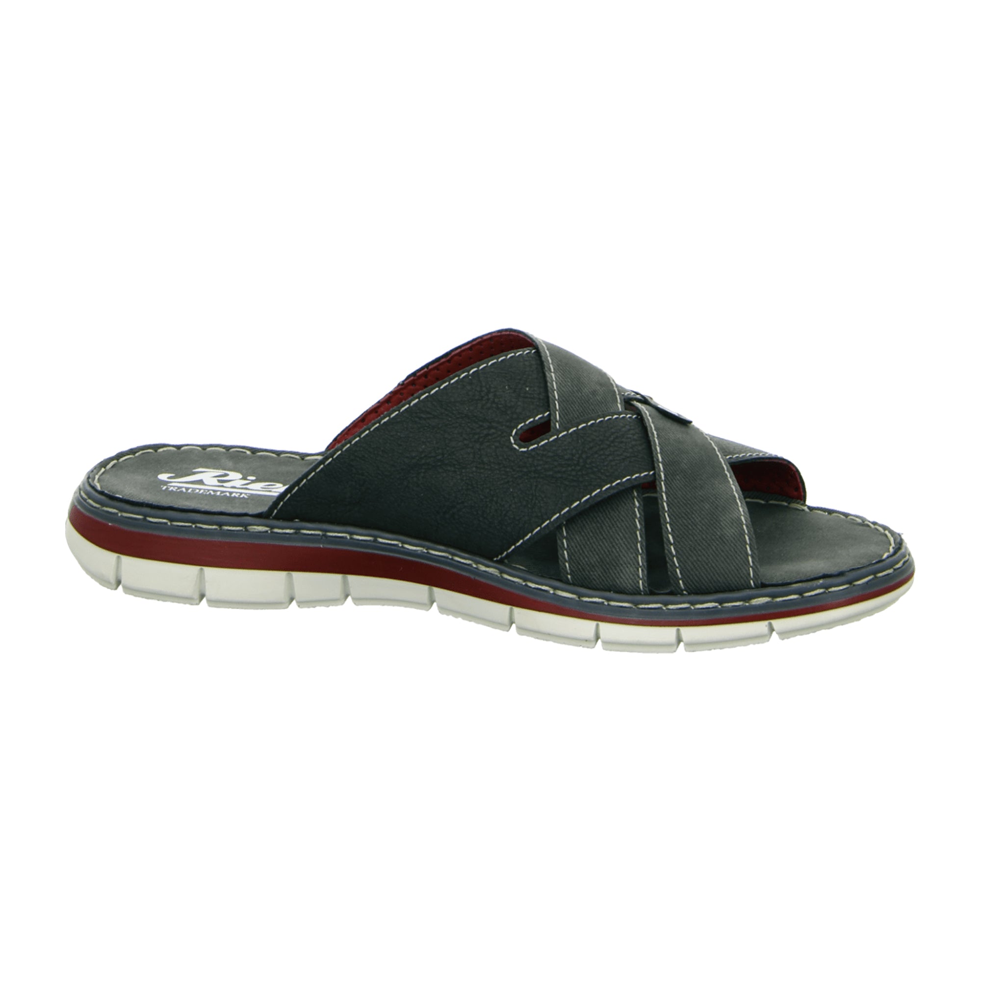 Rieker Comfortable Black Slide Sandals for Men Made from Smooth Synthetic Leather