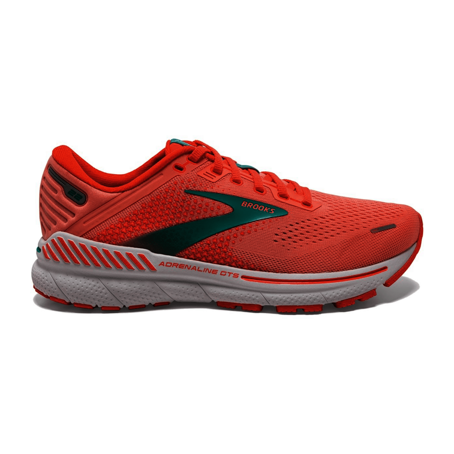 Brooks Adrenaline GTS 22 Women Running Shoes Red Textile Mesh Rubber Sole