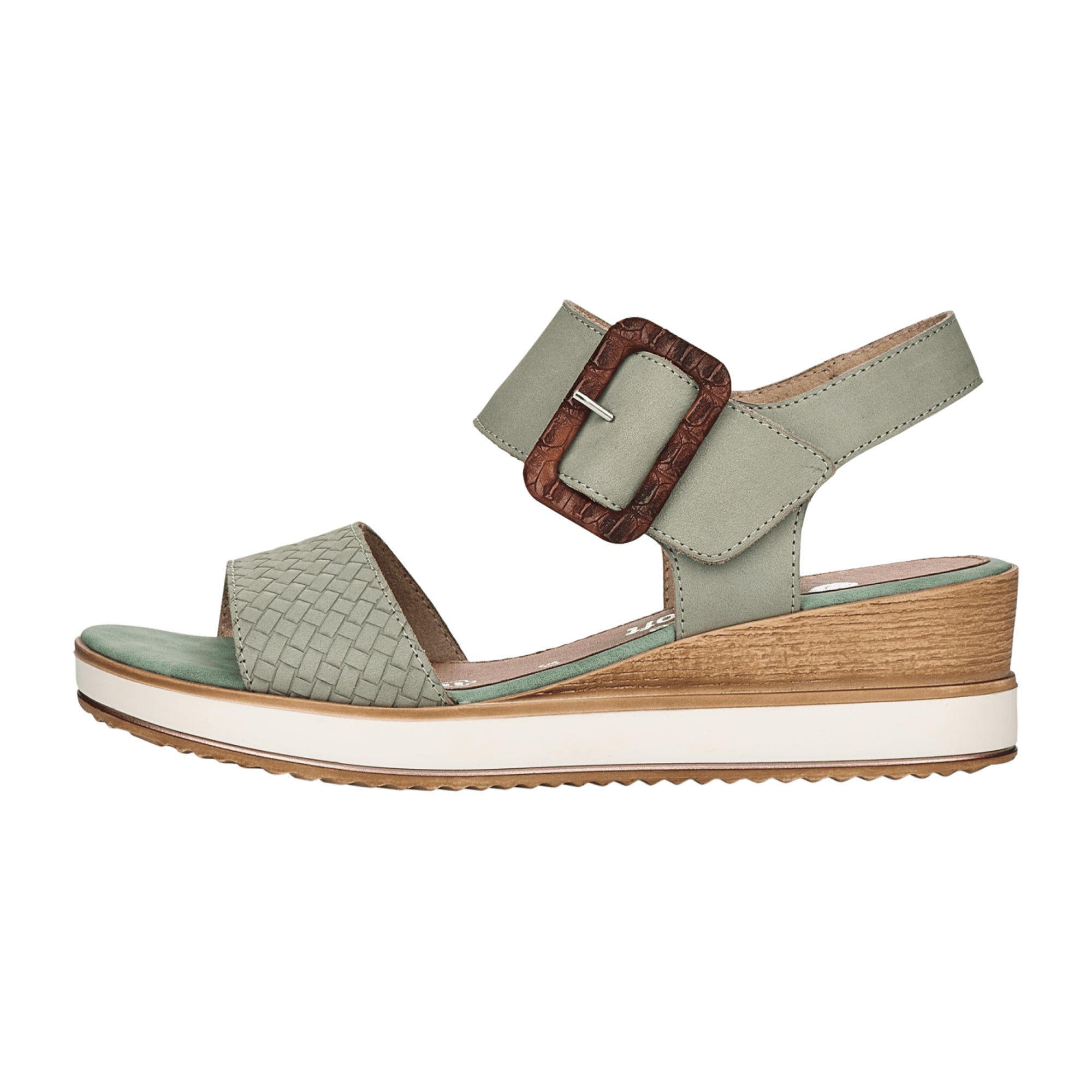 Remonte Women's Green Comfort Sandals with Cushioned Sole and Velcro Strap