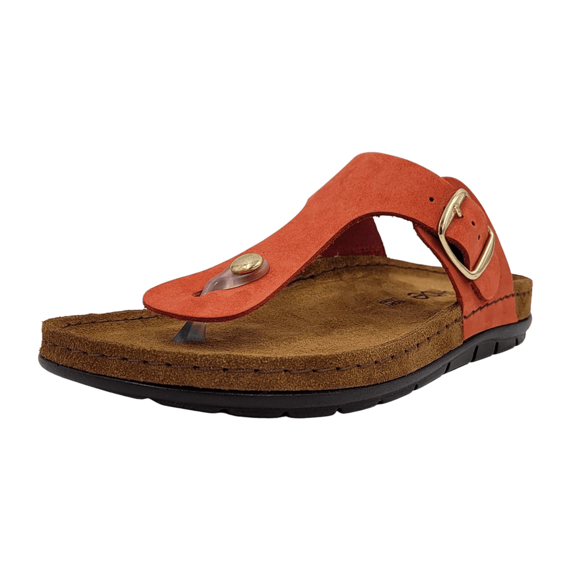 Rohde Kiss Women's Orange Nubuck Leather Sandals with Buckle Closure