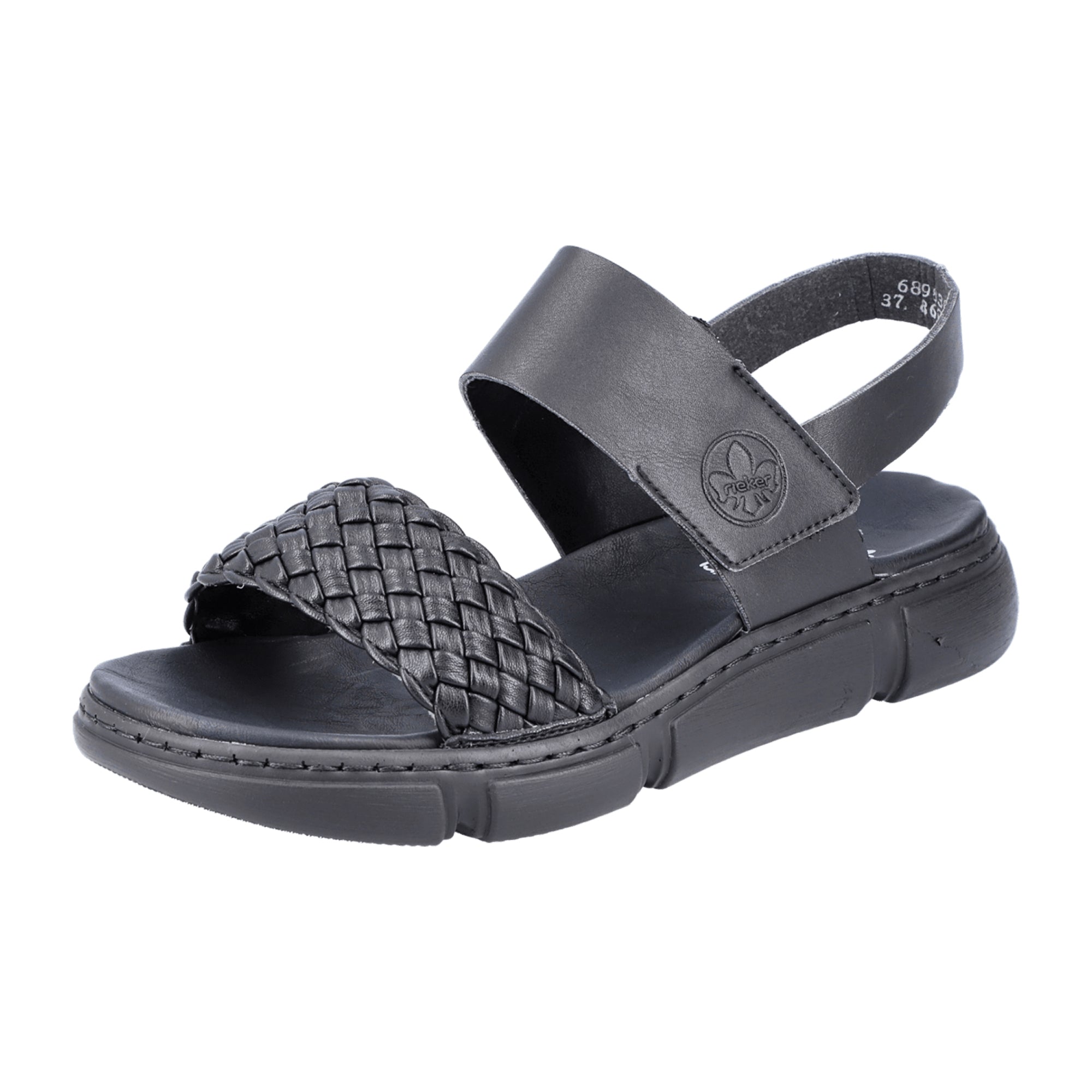 Rieker Women's Black Comfort Sandals with Adjustable Straps and Cushioned Sole