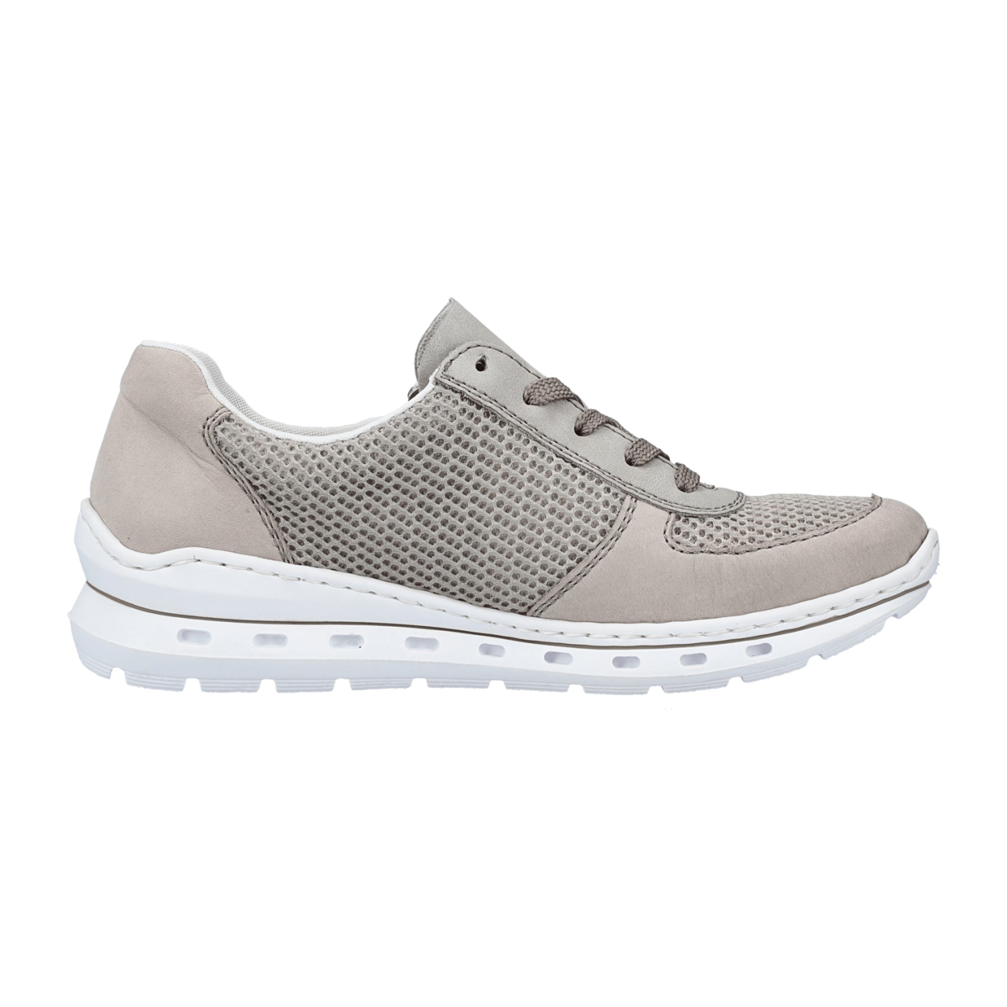 Rieker FSK Women's Grey Leather Sneakers with Zip and Lace Closure