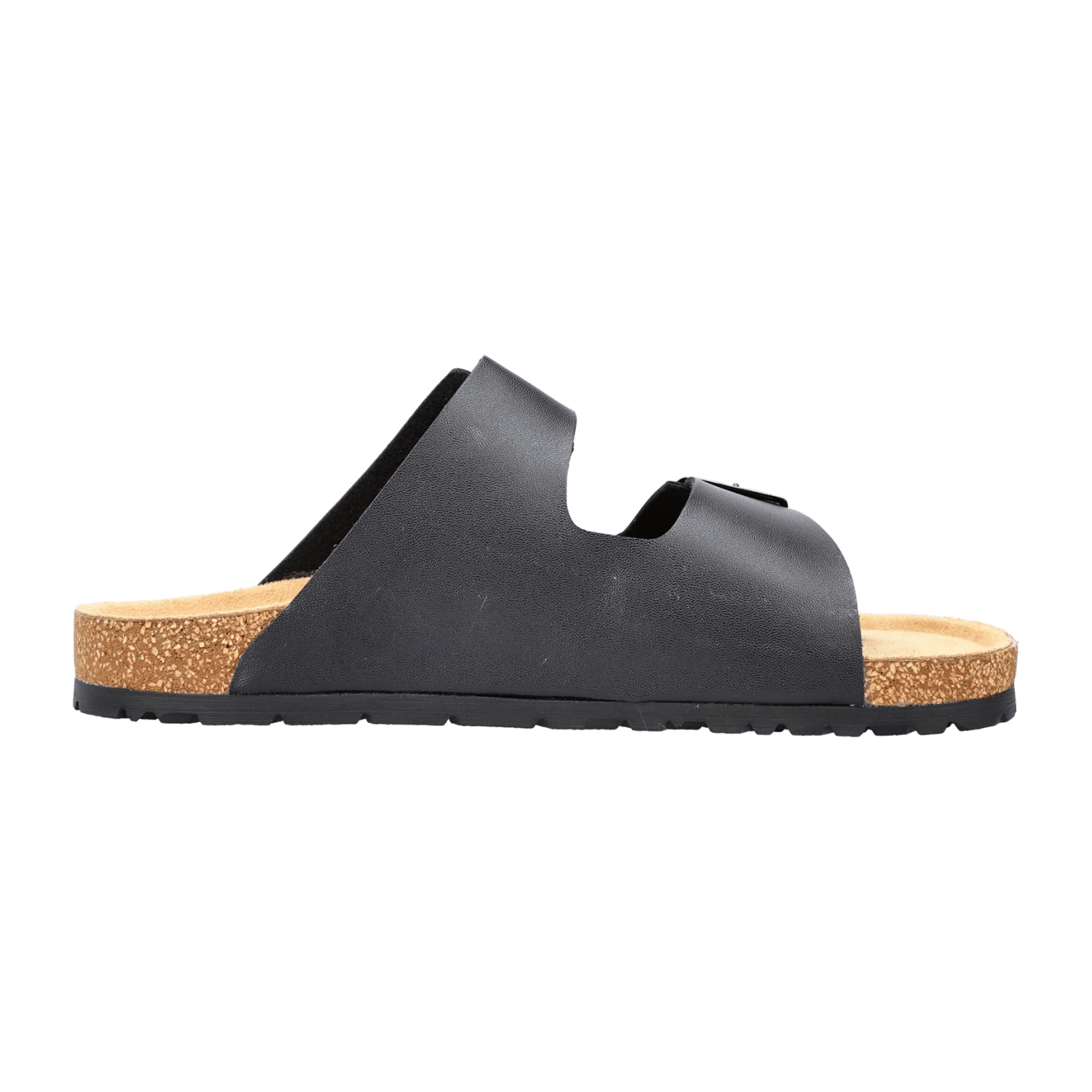 Rieker Men's Black Slip-On Sandals Comfortable Lightweight Synthetic Leather Shoes