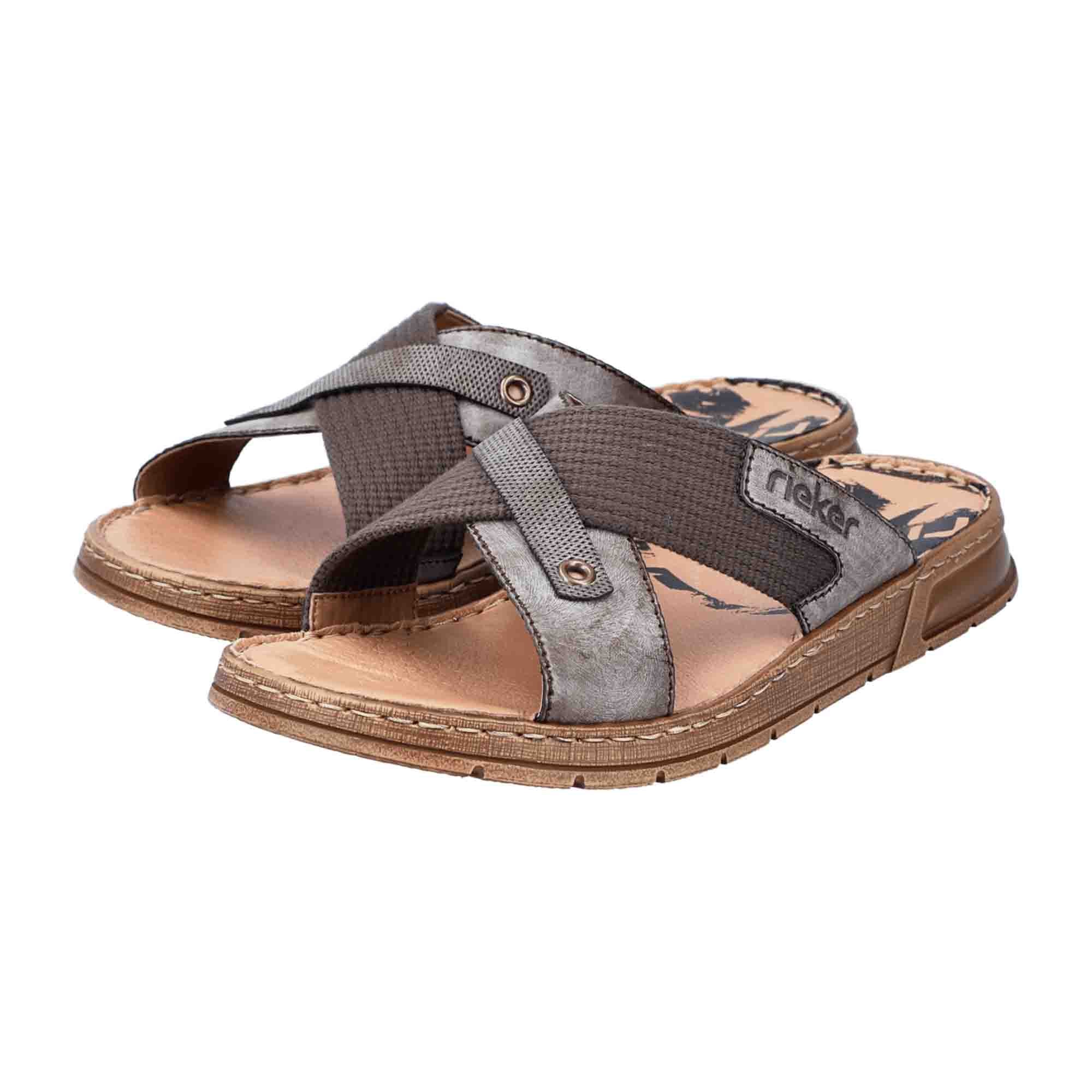 Rieker FSK Men's Brown Sandals Slip-On Comfort Shock Absorb Lightweight Sole