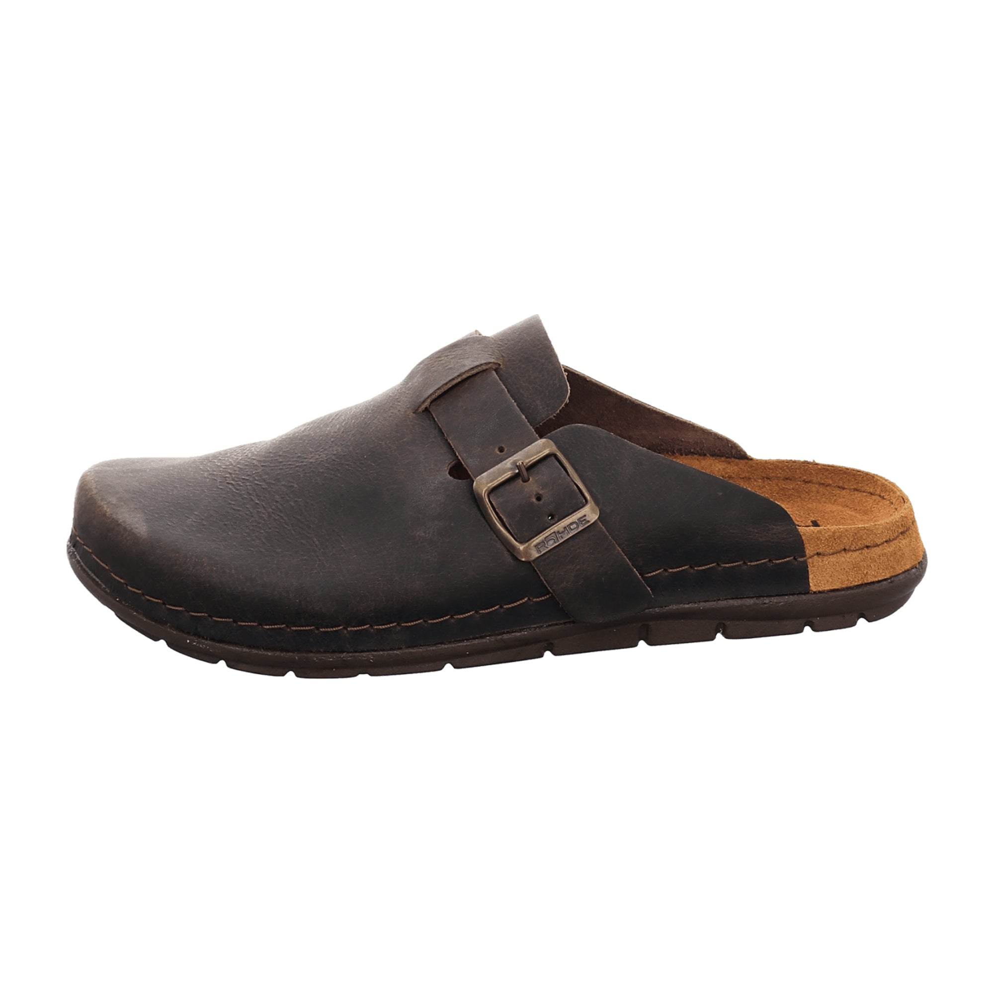 Rohde Brown Leather Men's Clogs Slip-On Round Toe Spring Summer Comfort Shoes