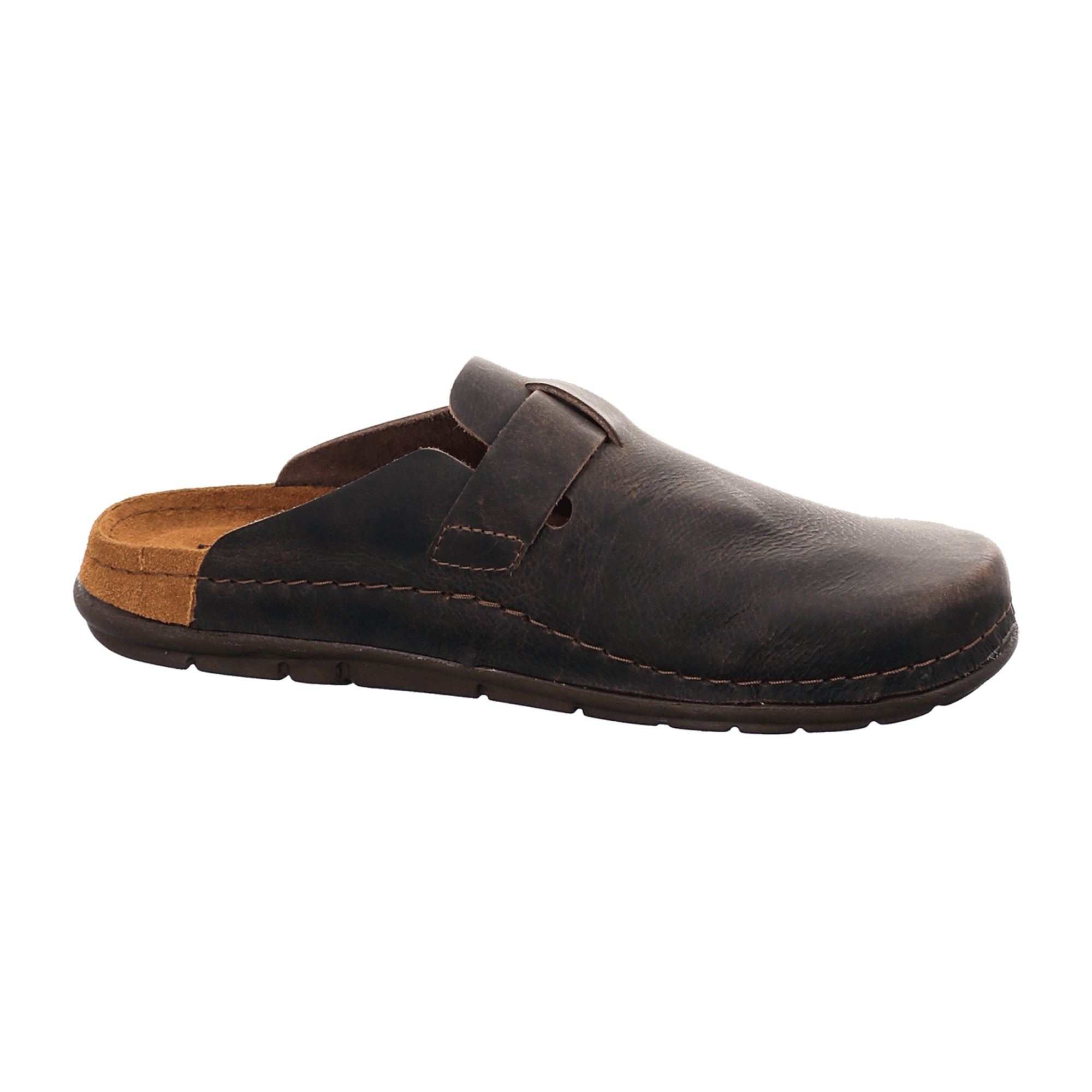 Rohde Brown Leather Men's Clogs Slip-On Round Toe Spring Summer Comfort Shoes