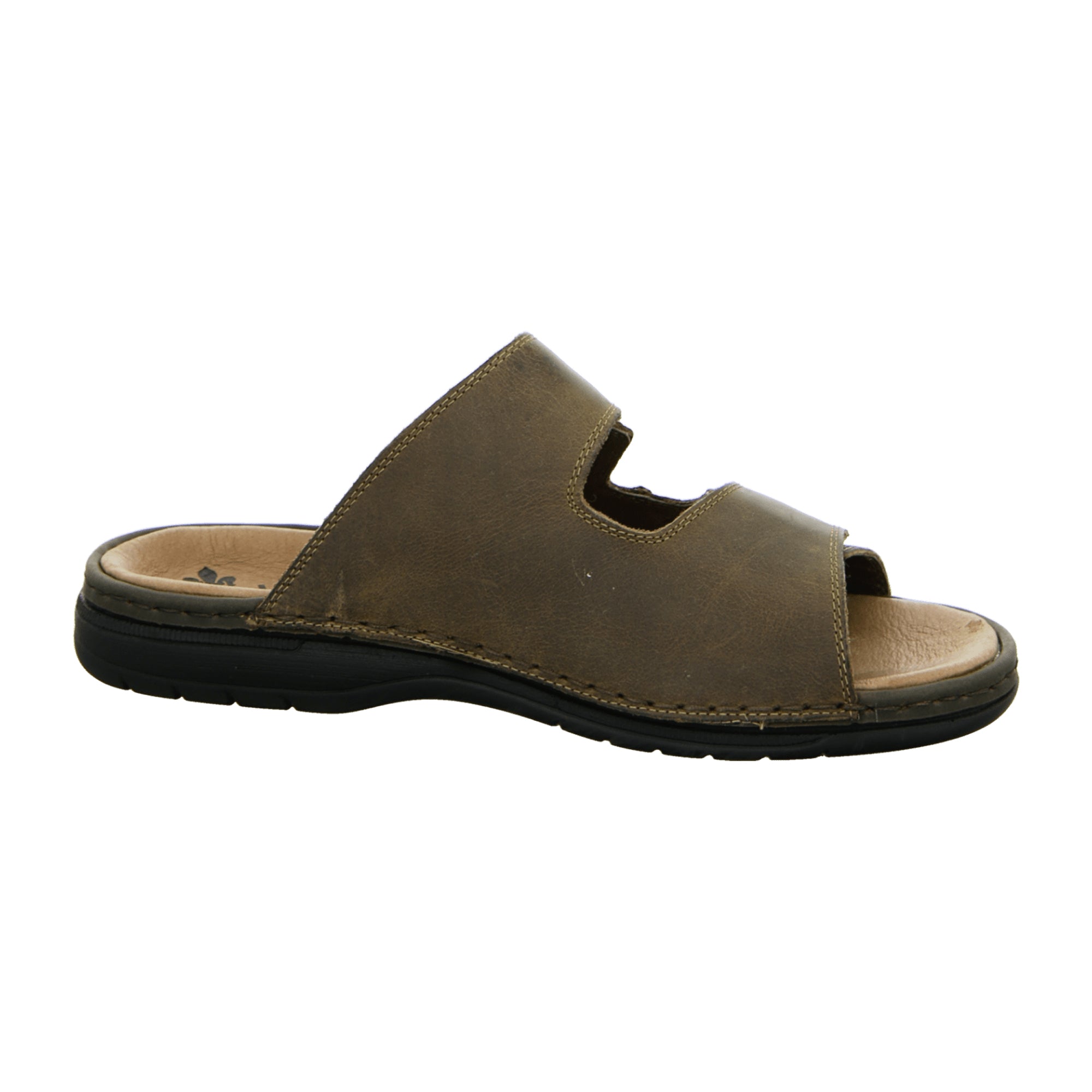 Rieker Brown Leather Pantolette Comfortable Slip-On Sandals with Velcro Strap